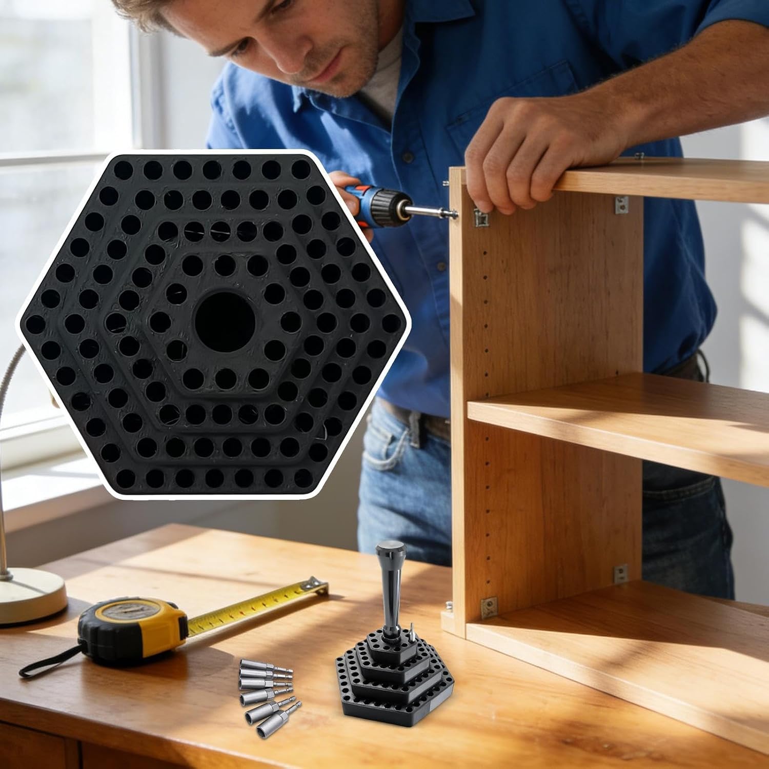GENERIC Porte- Pour Perceuse, Hexagonaux De 4,8 Mm, Rangement D' , Pour Le Travail Du Bois, électricien, Construction, Charpentier électrique, Maison, Garage