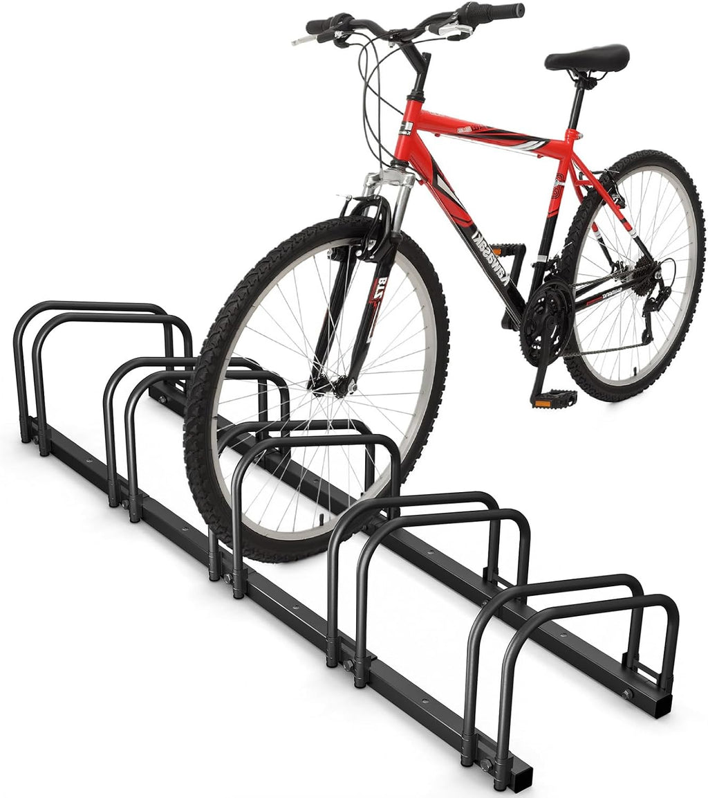  Vounot® Râtelier Vélo 4 Vélos Range Vélo Système Range Vélo Rangement Pour Vélo Support Pour Bicyclette Sol Ou Mural En Acier Revêtu Support De Rangement Vélo Jardin Ou Garage Râtelier Familial