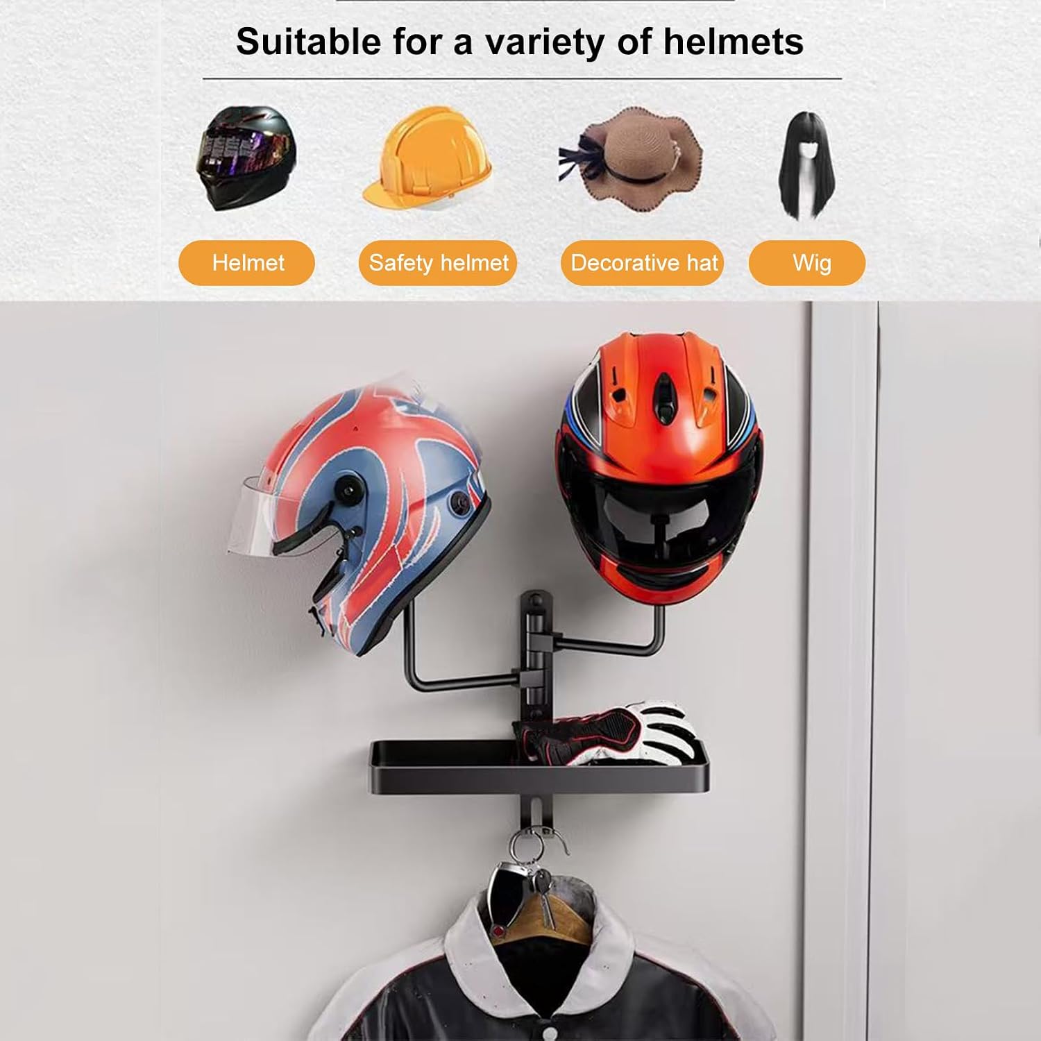  Porte-casaque De Moto, Support De Casque De Moto À 180 °, Porte-casqueur En Métal Rotatif, Larges Applications, Facile À Installer, 30 Cm, Pour Les Moteur De Matériel D'équipement Club Bike Shop Man C