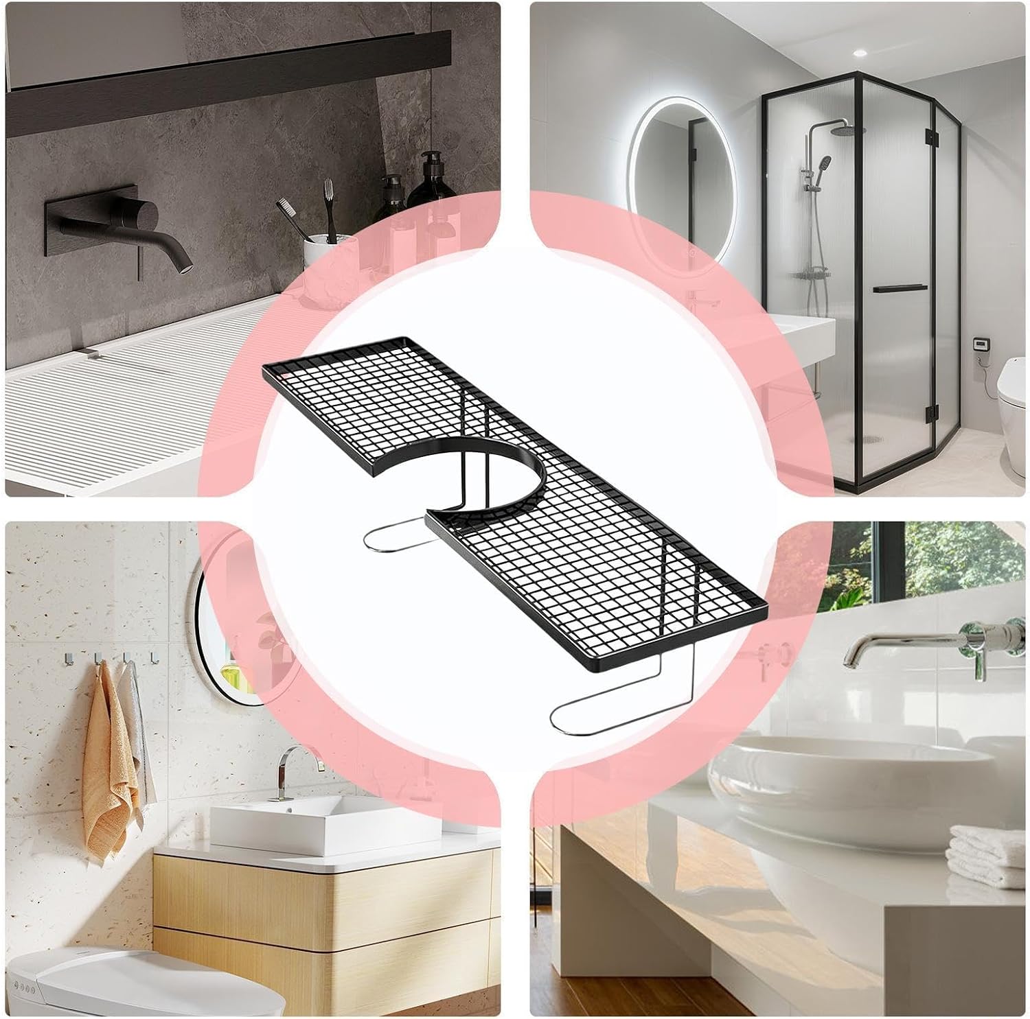 GENERIC Organiseur D'évier De Cuisine – Étagère De Vidange En Métal Sans Perçage, Support De Rangement Pour Robinet | Résistant à La Rouille, Support Gain De Place, Accessoire De Cuisine Durable, Adapté Pour