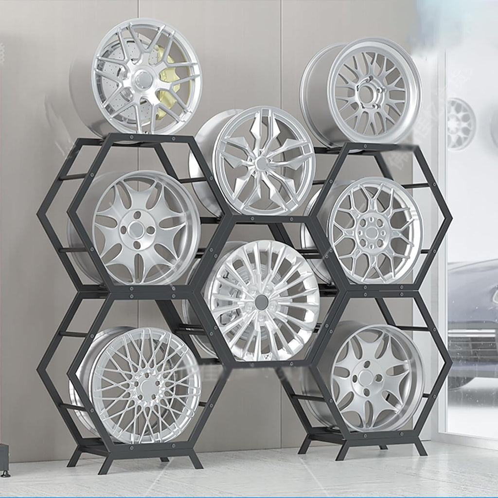  Générique Présentoir Empilable Pour Jantes De Pneus – Étagères De Rangement Robustes Pour Garage, Pour Roues Et Moyeux De Voiture – Support Idéal Pour La Maison, Le Magasin Et L'atelier (Style 1-A)