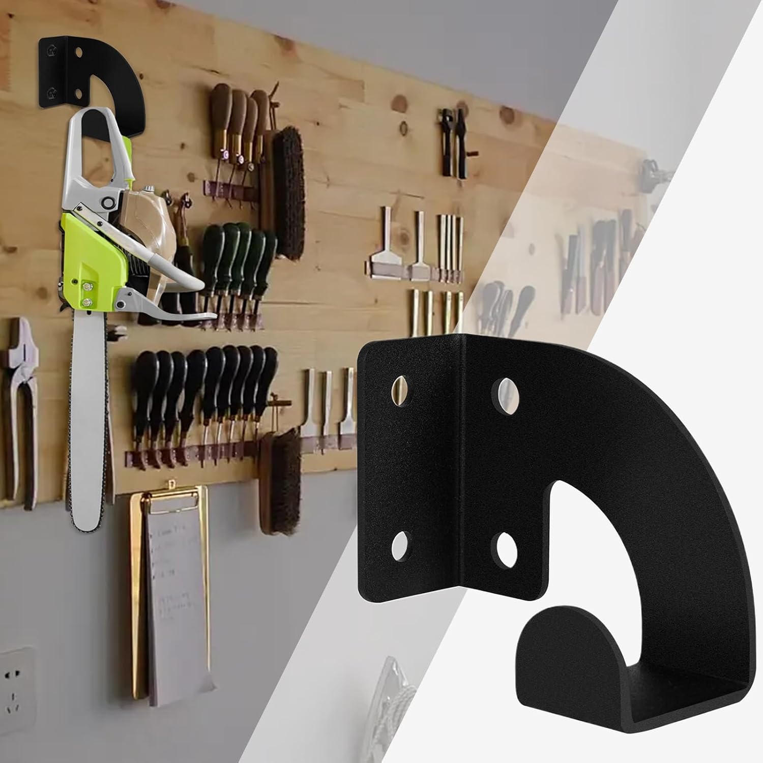 Support Mural En Métal Pour Tronçonneuse, Support De Rangement D'outils Robuste, Organiseur Sécurisé Pour équipement électrique, Idéal Pour Atelier, Garage, Outils De Jardin, Abri De Pelouse