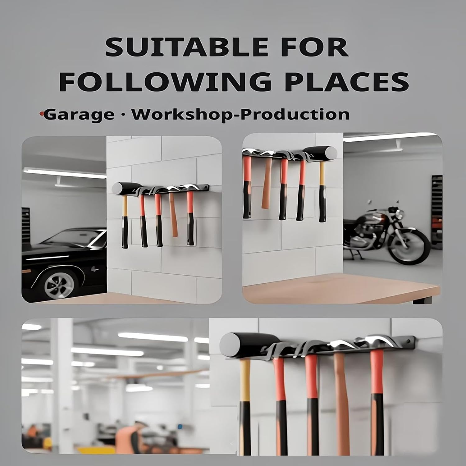  Générique Support Mural à Outils - Râtelier Mural 5 Compartiments Pour Garage Polyvalent | Range-Pinces Robuste,pour Clés Tournevis Atelier Remise Maison Usine