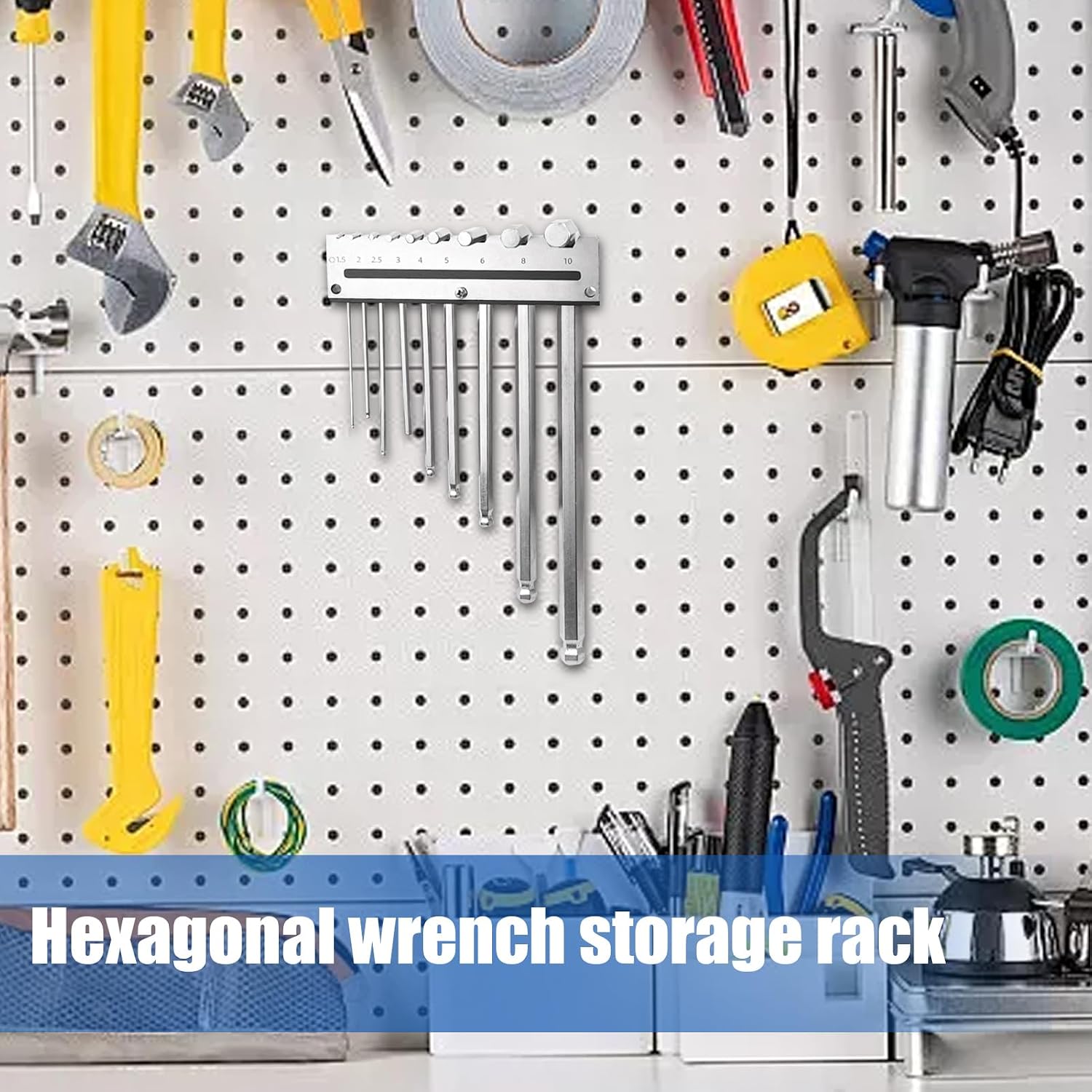 GENERIC Support Mural Pour Clés Hexagonales, Peut Contenir 9 Outils De Rangement – Pour Garage, Chariot, Mécanicien, électricien, Plomberie, Professionnel