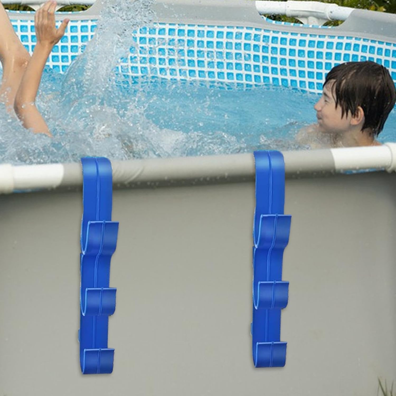 GENERIC Crochets Pour équipement De Piscine, Support De Rangement Réglable à 3 Crochets | Support De Filet Pour Feuilles De Piscine, Râteaux à Feuilles, épuisettes, Brosses, écumoire, Tuyau D'aspiration