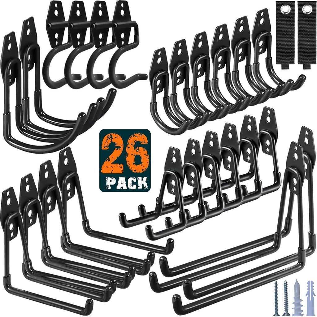  HUPBIPY Lot De 12 Crochets De Garage Robustes En Acier Utilitaire, Crochets De Rangement Pour Garage, Support Mural Et Organisateur Pour Organiser Les Outils électriques, Les échelles, Les Articles En