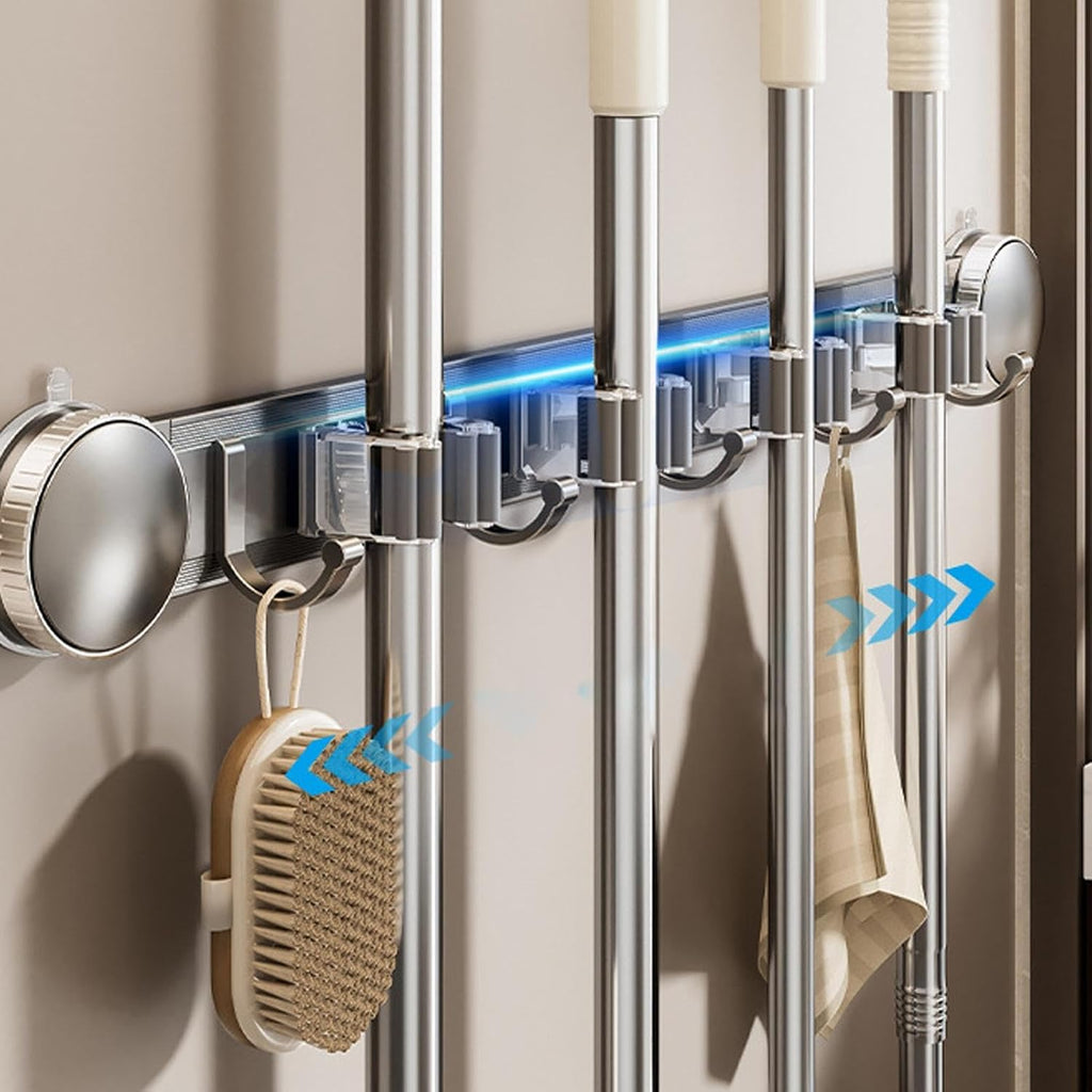 GENERIC Support à Balais, Robuste Et Antirouille Avec Ventouse – Organisateur D'outils De Nettoyage Domestique – Pour Dortoir, Bureau, Appartement, Chambre à Coucher, Salon, Salle De Bain