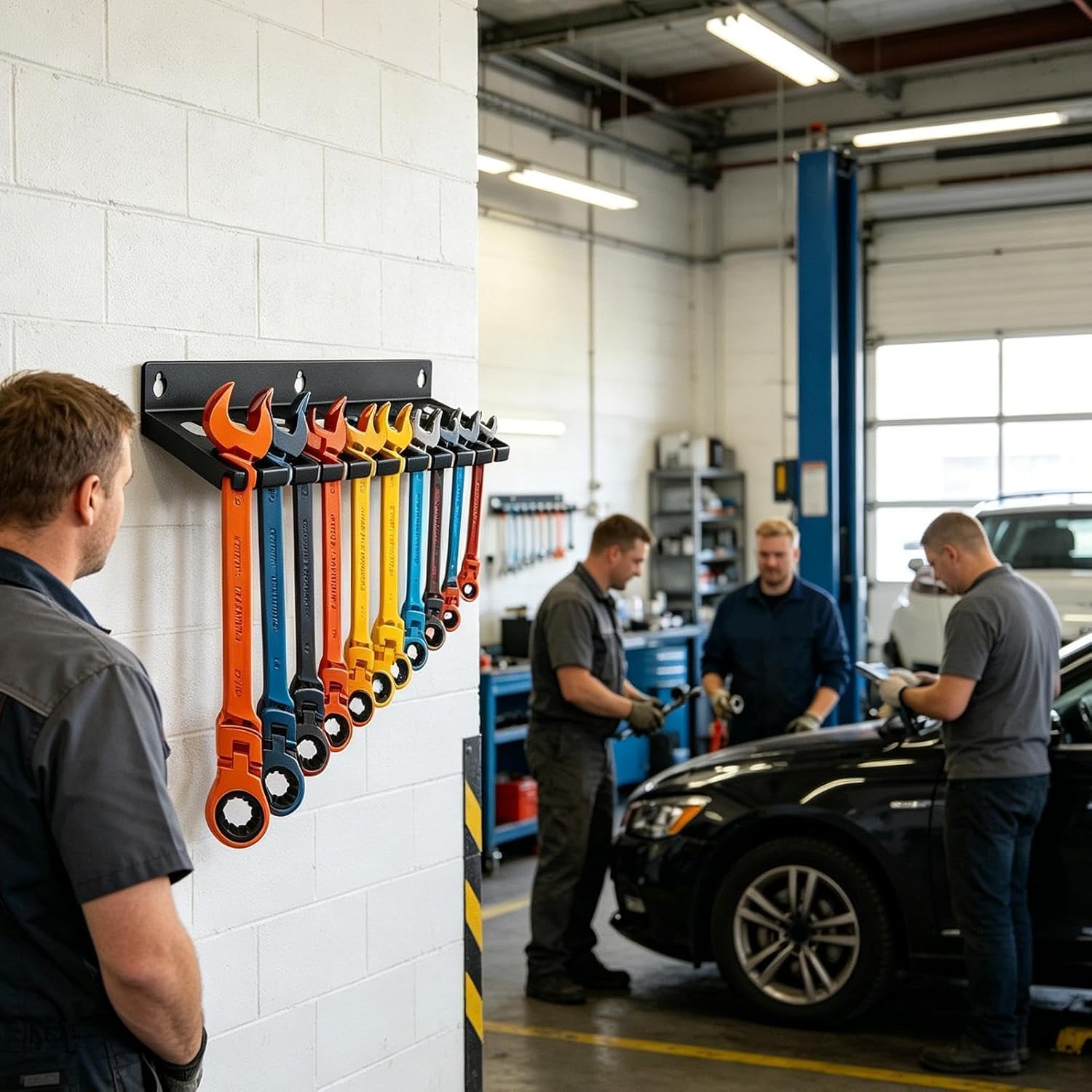  Générique Range-Clés,Robuste, Grande Capacité, Gain De Place | Organiseur D'angle à Suspendre Pour Outils,Pour Tournevis Hexagonaux Cliquet Cutter Ciseaux Maison Garage Atelier Espace Travail Coin
