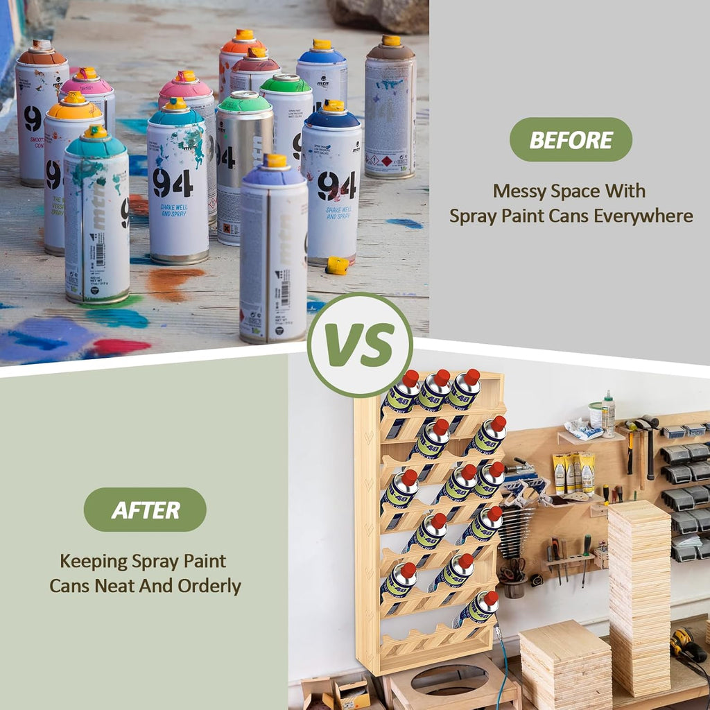  Support De Rangement Mural à 6 Niveaux Pour Peinture Ou Lubrifiant - 24 Canettes - 36,1 X 12,7 X 76,2 Cm (L X L X H)