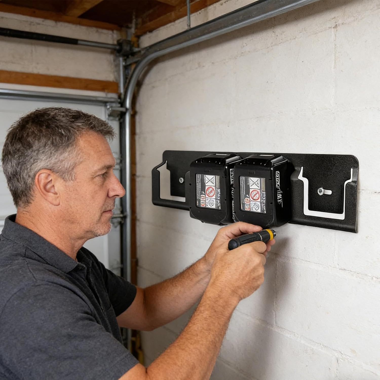  Générique Organisateur De Batteries À Fixation Murale - 4 Casiers En Acier Massif Robuste | Organisateur Pour Piles 18V,Pour Salon, Chambre, Salle D'Étude, Garage Et Bureau À Domicile