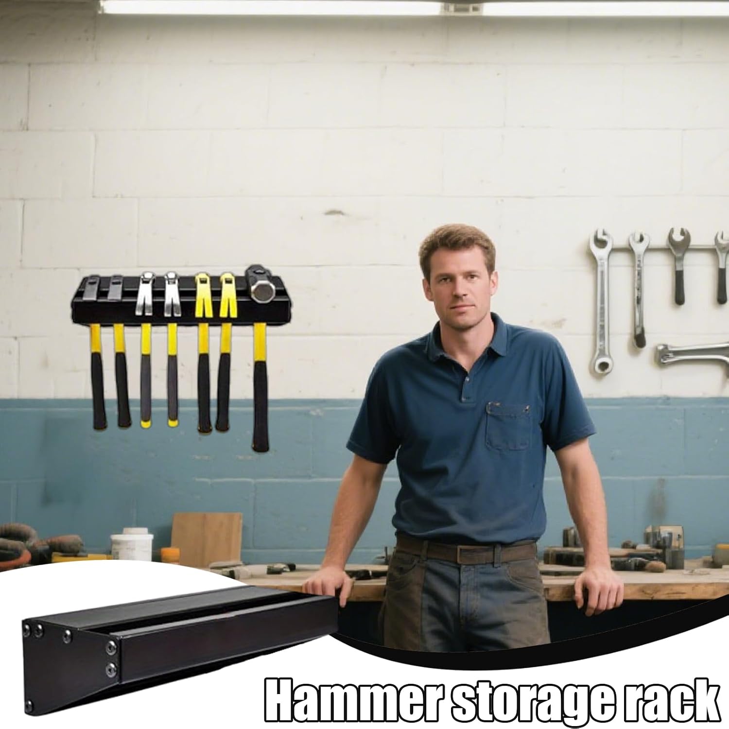  Tool Rack, Hammer Holder, Wall Installation With Compact Storage Function, Garage Utility Feature Workbench Efficiency, Mountable System For Job Site Use