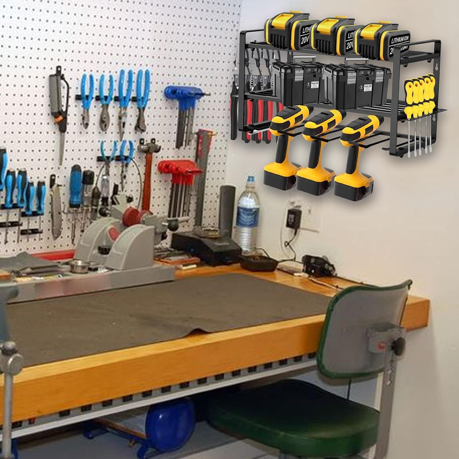  Rangement D'outils D'atelier, Organisateur D'outils électriques, étagère à Outils à 3 Couches, Organisateur D'étagère D'atelier, Rangement D'outils D'abri De Jardin, Organisateur D'outils De Sous-sol,