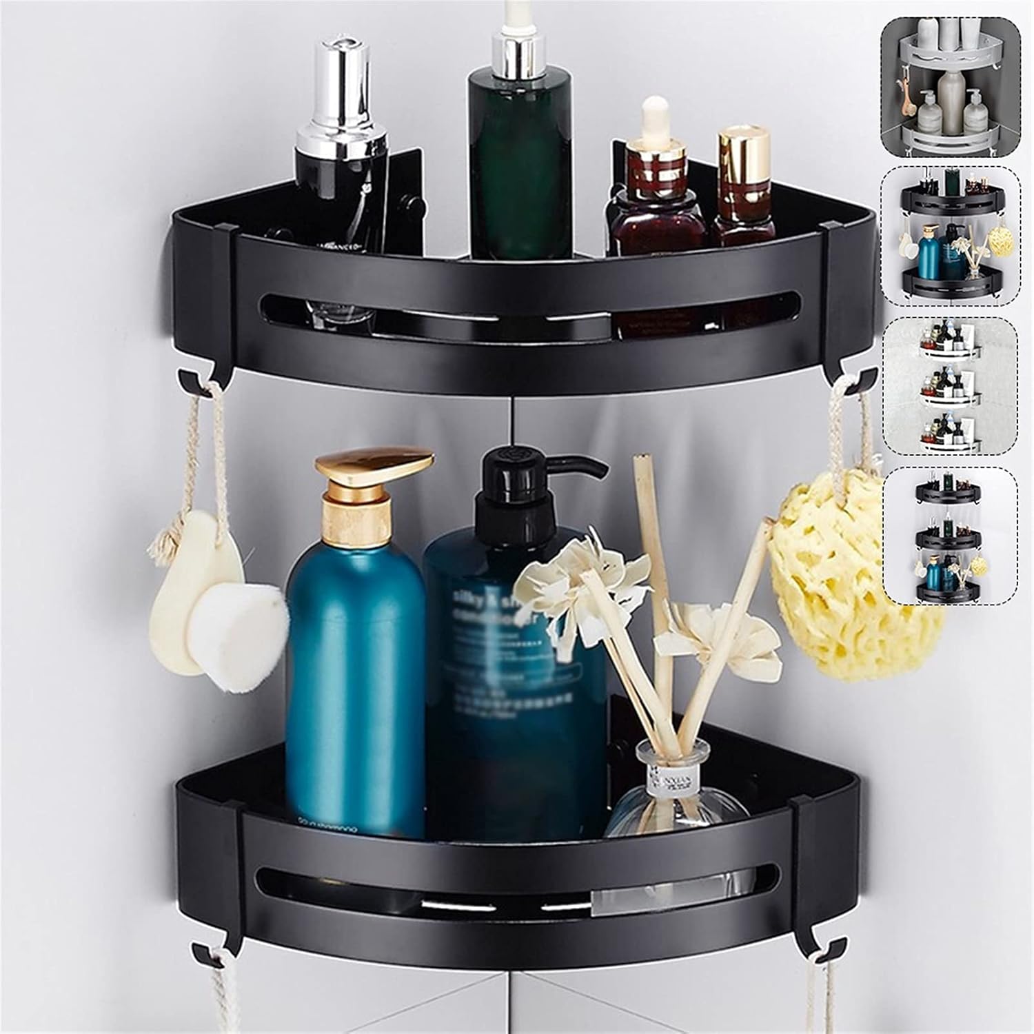  Triangle De Salle De Bain Triangle Storage Porte-rack Portefeuille Toilette Murale Toilette Lavage De Papier Shampooing Shampooing Douche Panier Étagères Flottantes Murales