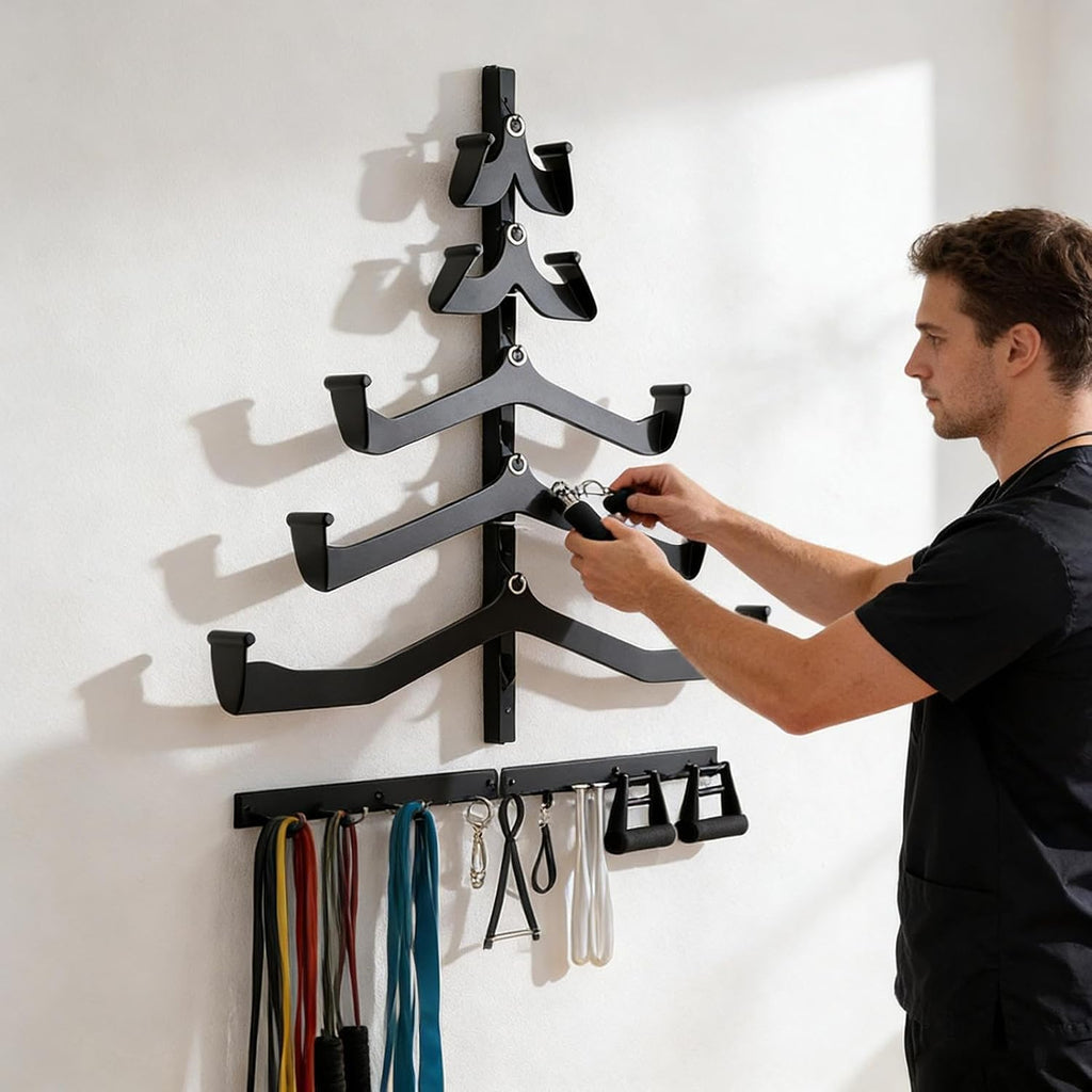  Support Mural Pour équipements De Fitness - Pour Barres De Câble Et Bbells - Organiseur En Acier Inoxydable Robuste Pour La Maison, La Salle De Sport, Le Garage Et Le Studio - Caractéristiques : Lot