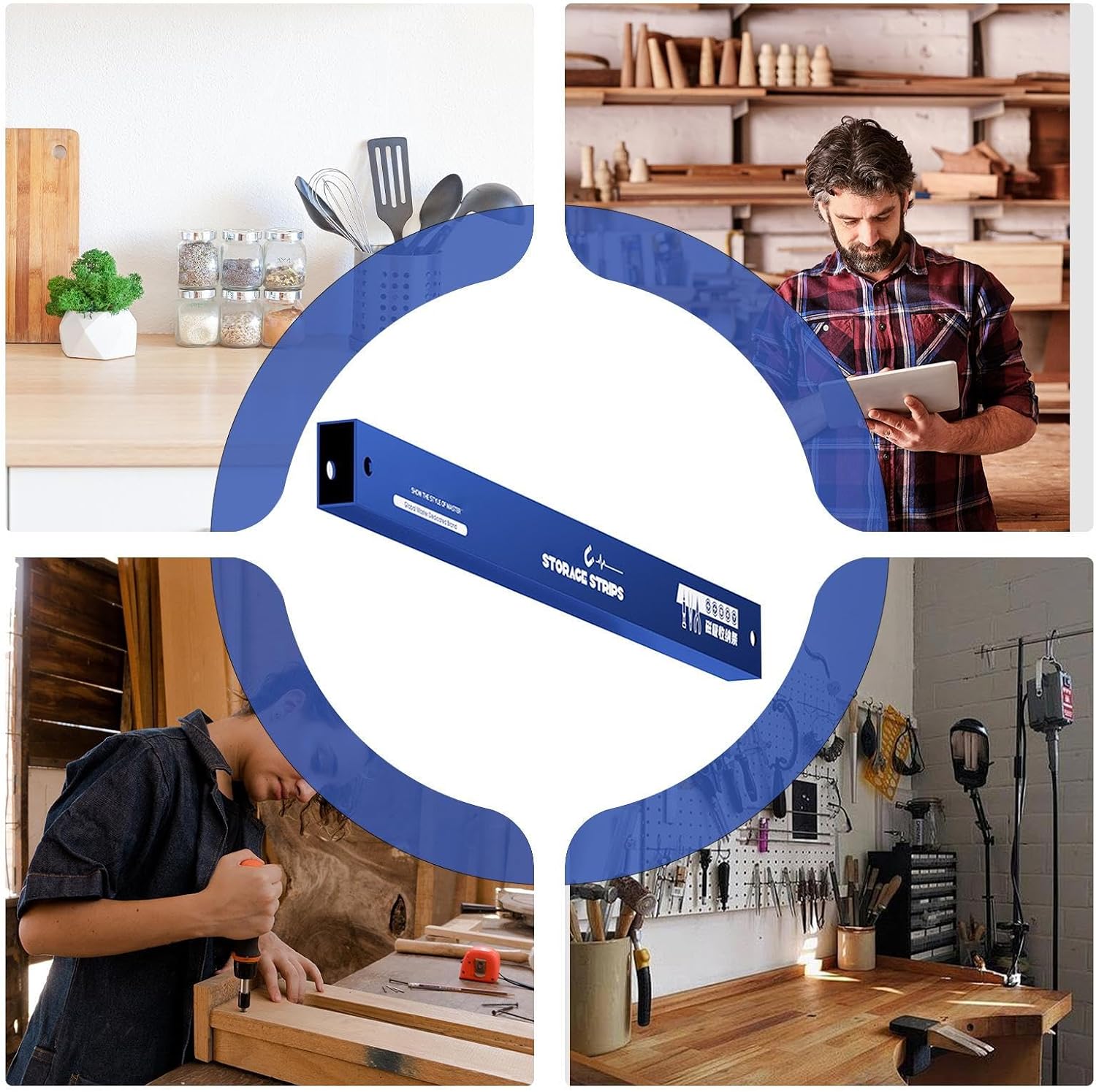  Magnetic Tool Holder, Garage Wall Organizer, Stainless Steel Rack, Heavy-Duty Construction, Space-Saving Design, Ideal For Workshop, Kitchen, And Small Apartments, 9.84 X 0.78 X 0.39inch