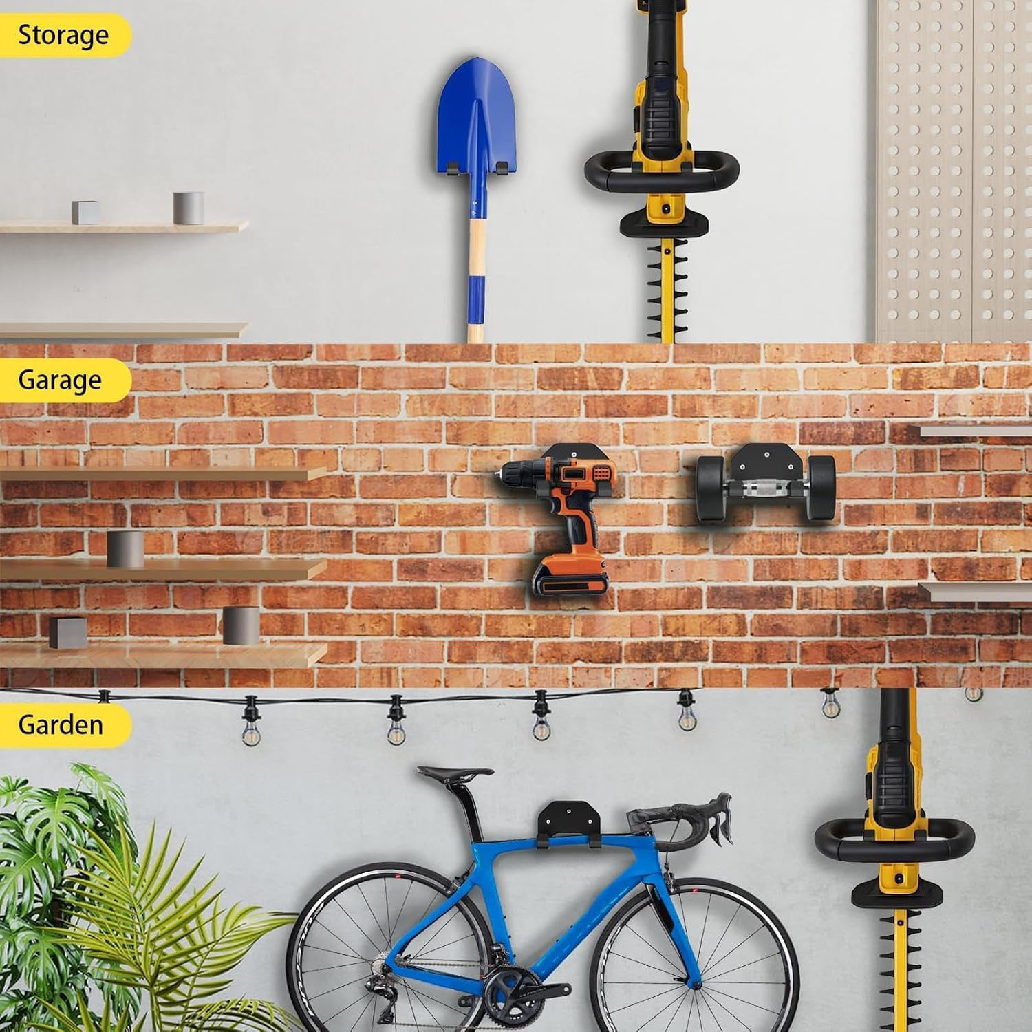  Support Pour Débroussailleuse De Remorque | Support Organisateur D'Outils | Mural Taille-haie | Pour Garage Atelier Abri De Jardin Grange Sous-Sol Pelouse
