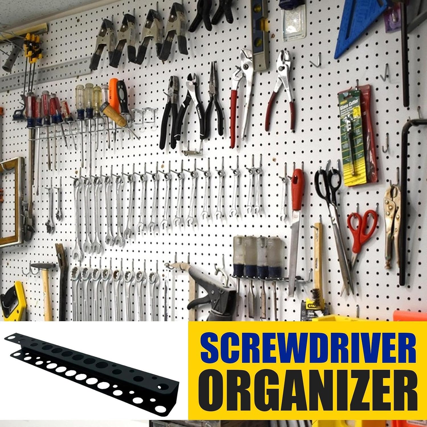 GENERIC Support De Rangement Mural, Support De Tournevis, Support De Clé à Molette, étagère à Outils Multi-fentes Pour Clés, Extensions, Cliquets, Pinces, Garage, Atelier, équipement Utilitaire