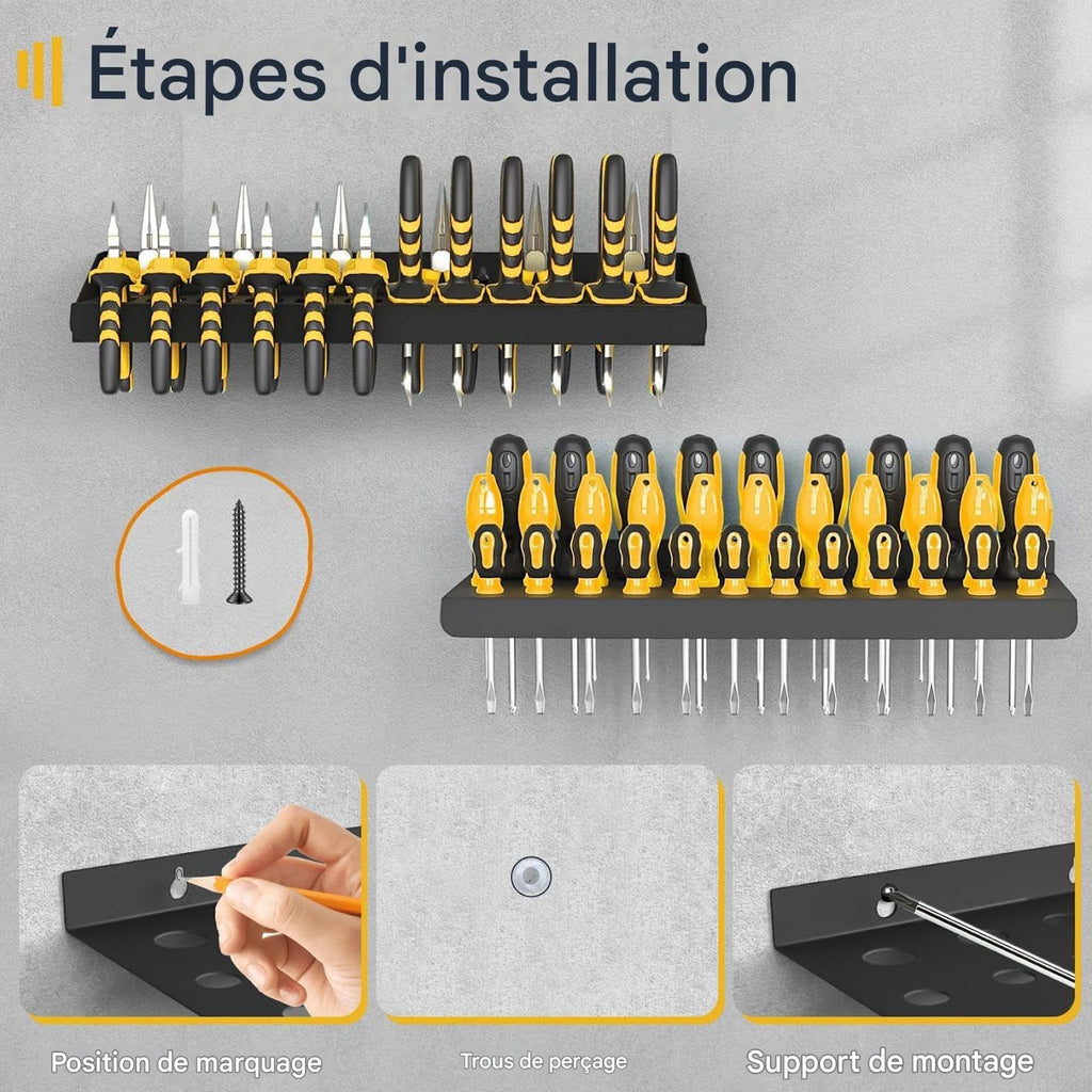  Générique Organisateur De Tournevis,Support De Rangement Robuste Pour Pinces - Support Organisateur D'outils Avec Gain De Place - Pour Garage Atelier Maison Salon Dortoir