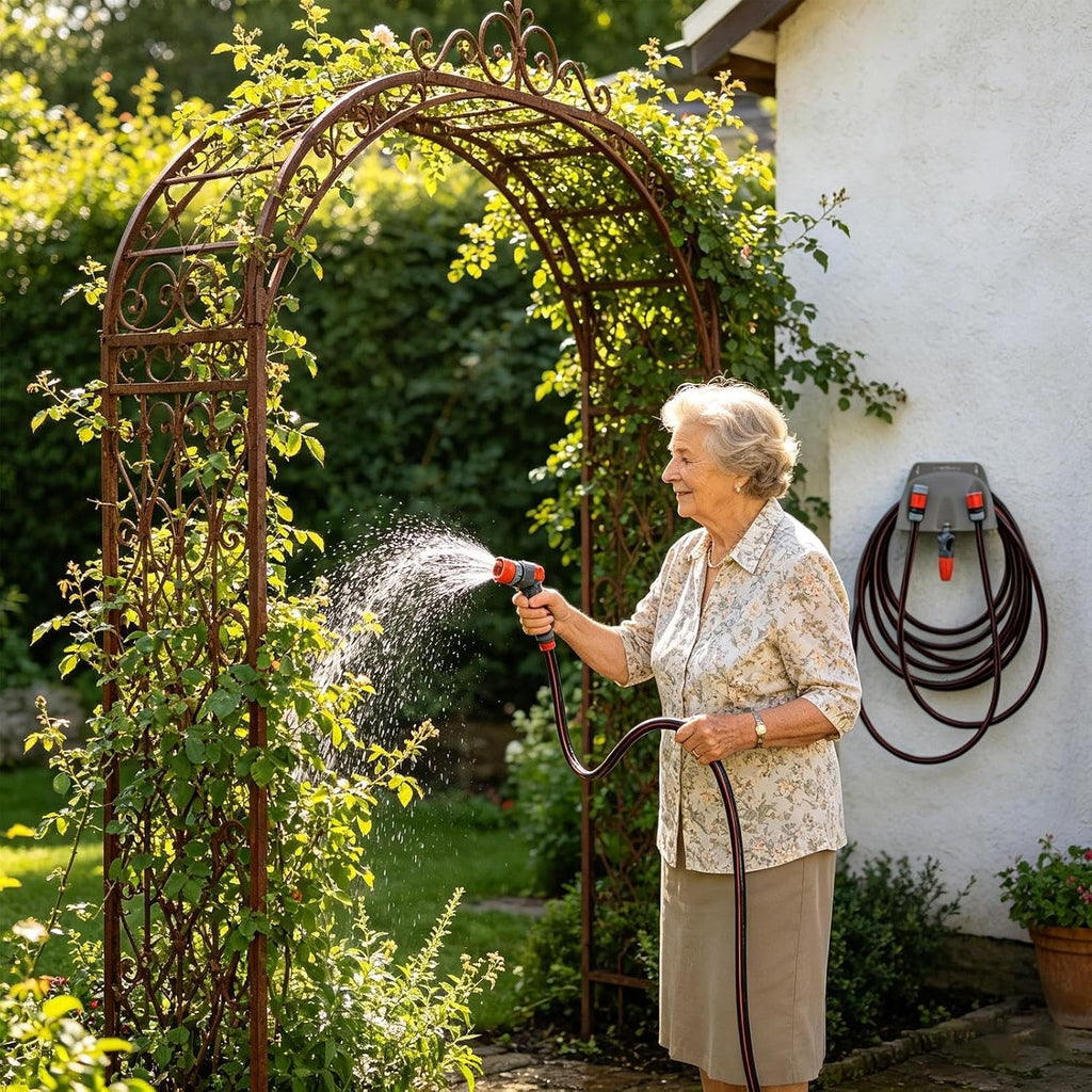  Genérico Support Mural Pour Tuyau De Jardin, Panier De Rangement Pour Tuyau D'eau Résistant | Support Mural Pour Tuyau D'arrosage | Pour Maison, Garage, Sous-sol, Buanderie, Extérieur, Patio