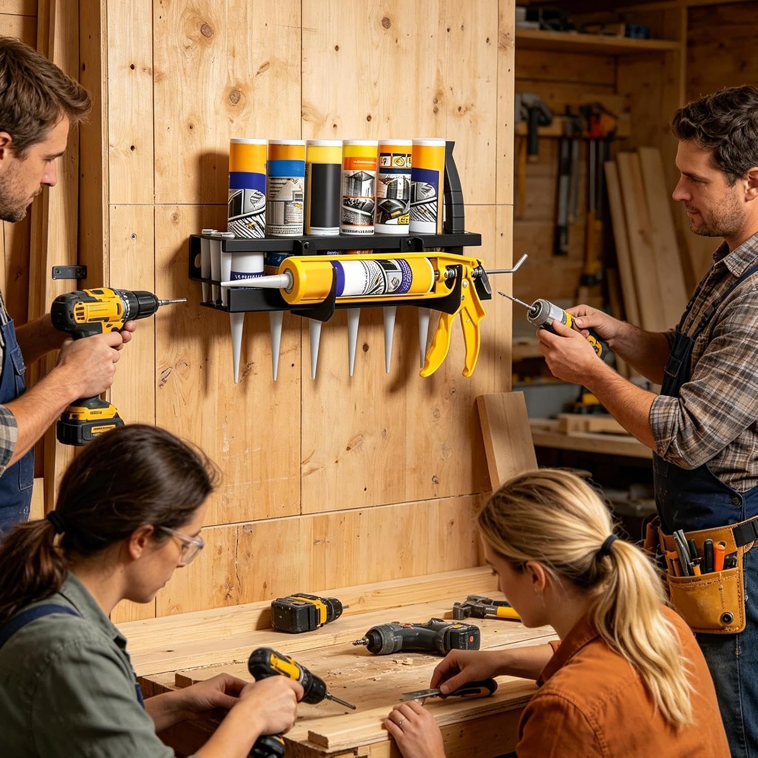 Genérico Support Pour Cartouches De Graisse | Étagère Porte-outils Pour Outils Tubulaires – Porte Scellant Mural Atelier Et Laboratoire | Utilisable Dans L'industrie, Le Garage, La Maison, L'abri De Jardin