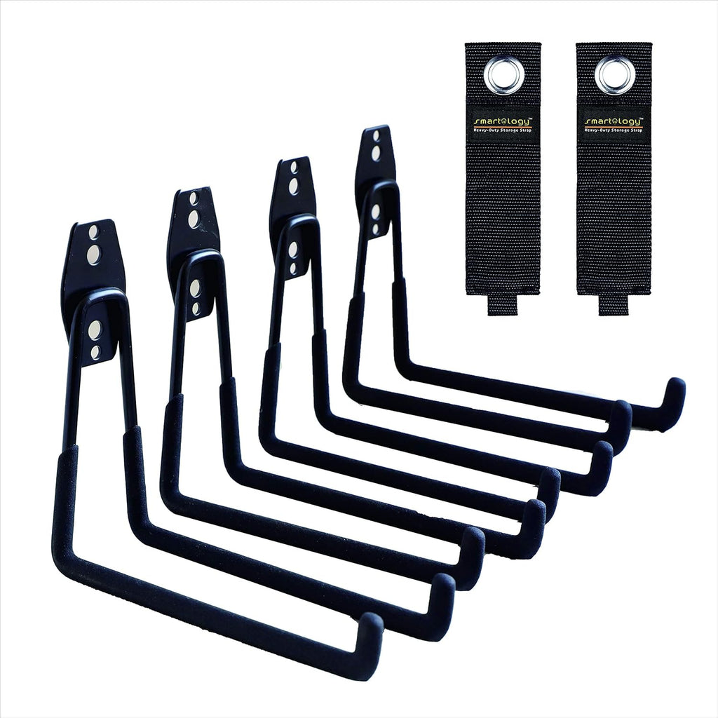  SMARTOLOGY Lot De 15 Crochets De Garage Avec Crochet De Vélo Et Rallonge De Cordon, Lot De 15 Cintres Multi-outils En Acier, Utilitaires Lourds.