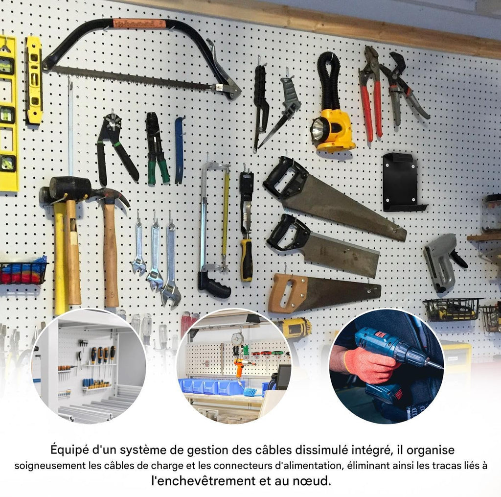  Générique Organisateur De Rangement Pour Outils Electriques | Porte-Perceuse Pour Garage - Support De Rangement Garage Robust Pour Perceuse Visseuse Marteau Atelier Jardin