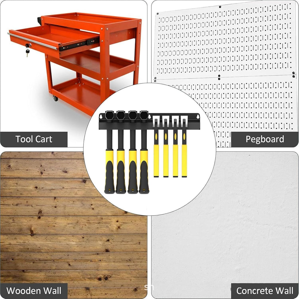 Support Mural Pour Marteau - Support Mural Pour Outils - Support De Rangement Pour Marteau - En Acier Robuste Pour Atelier, Abri De Jardin, Garage - Support Multifonction - 5 X 7 Cm - 280 G