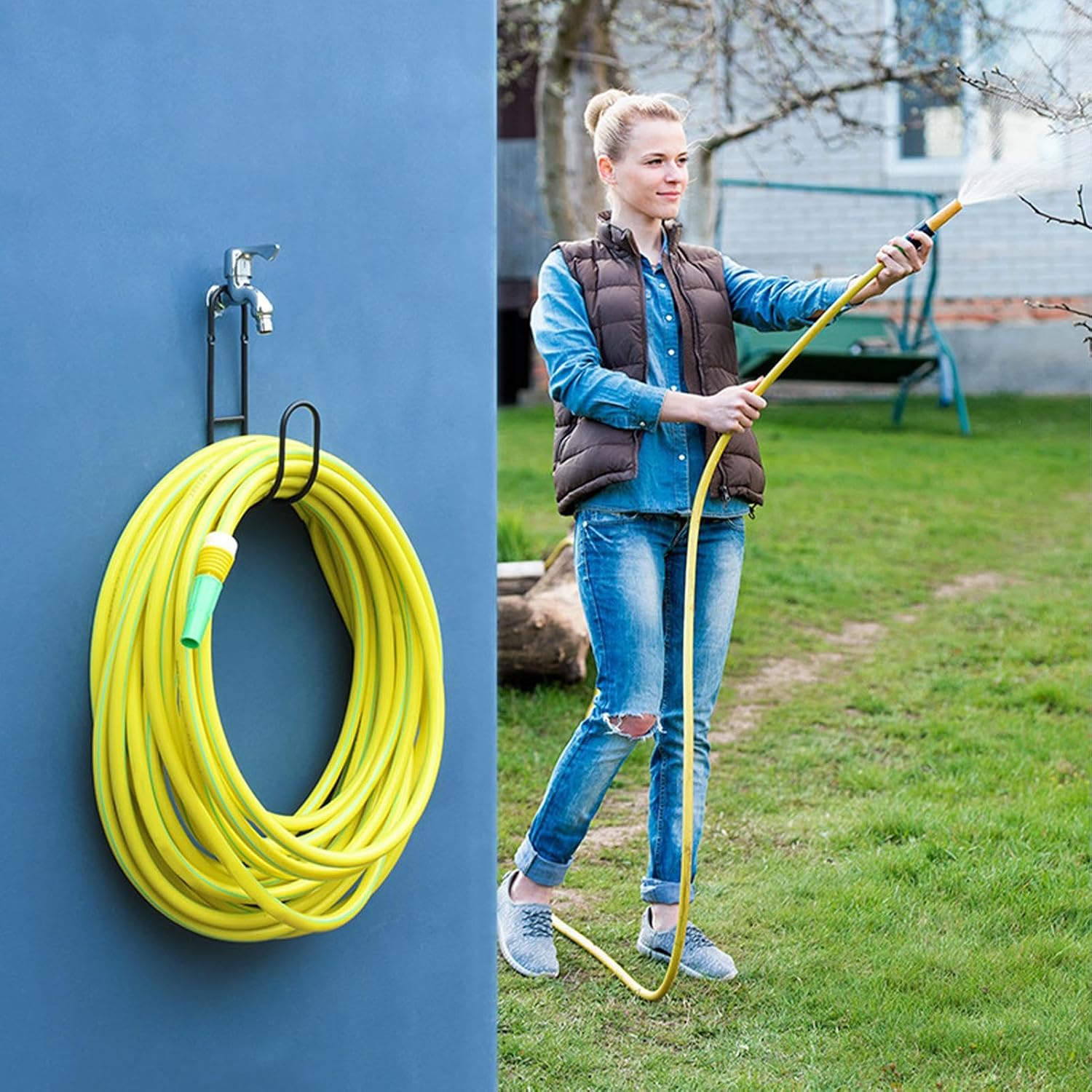 GENERIC Support De Tuyau D'arrosage | Fixation Murale En Métal Robuste – Support De Tuyau D'arrosage De Stockage Extérieur | Pour L'organisation Des Rallonges De Tuyau, Corde, Piscine, Garage, Arrière-cour