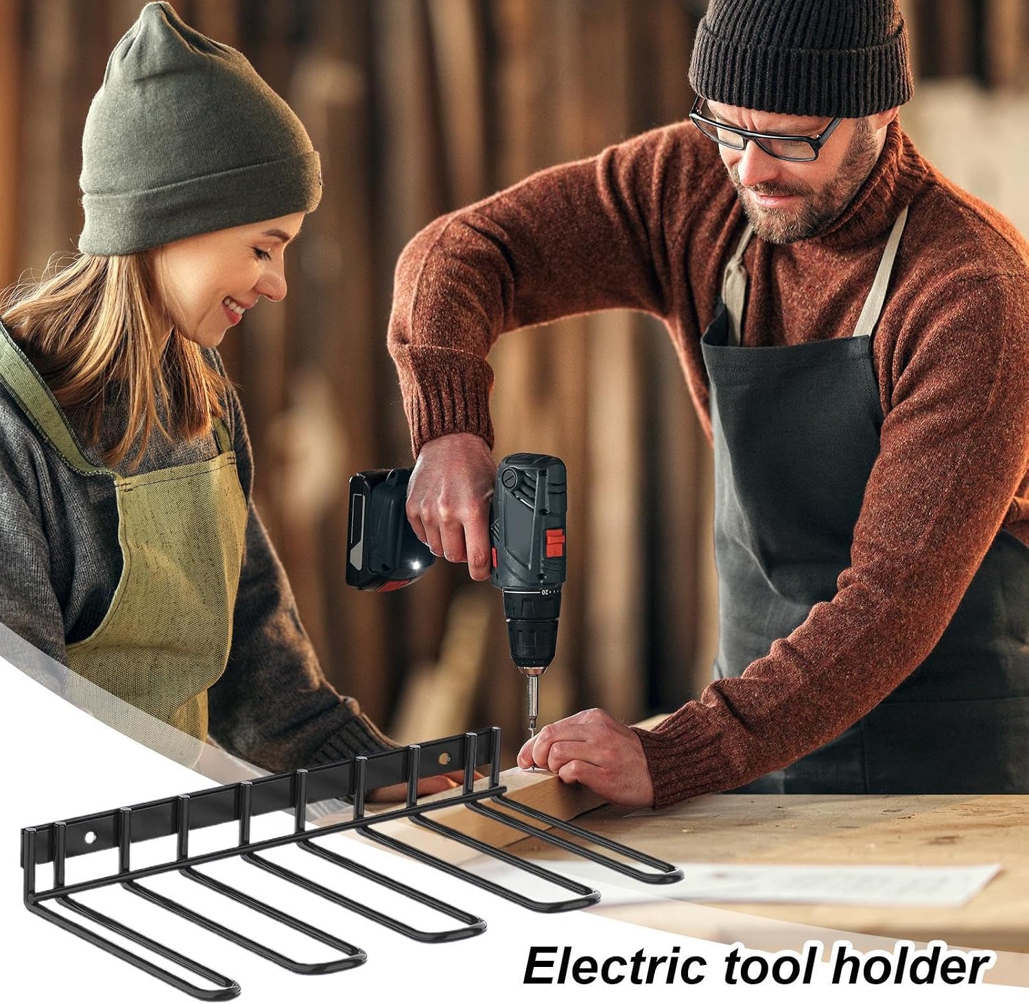  Drill Holder Wall Mount, Cordless Power Tool Organizer, Heavy-Duty Utility Storage Rack, Thickened Battery Tool Shelf For Garage & Workshop (14.88x6.89x1.77 Inches)