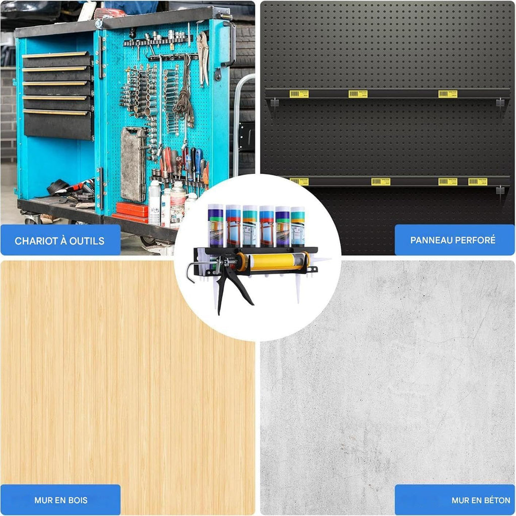  Organisateur Mural Pour Adhésifs En Tube | Support Mural Robuste Pour Tubes De Calfeutrant,Organisation De Mastic Pour Professionnels Du Bâtiment Rénovateurs Bricoleurs Personnel De Maintenance