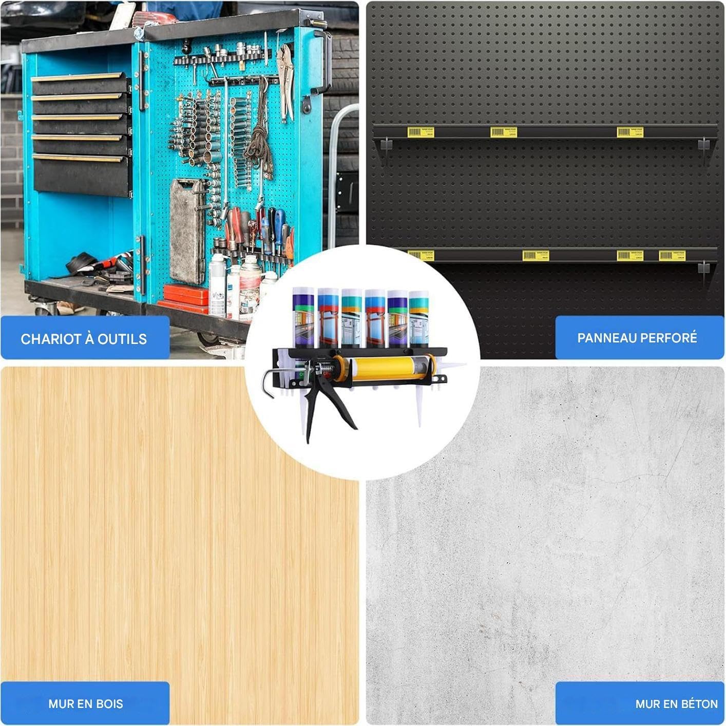  Organisateur Mural Pour Adhésifs En Tube | Support Mural Robuste Pour Tubes De Calfeutrant,Organisation De Mastic Pour Professionnels Du Bâtiment Rénovateurs Bricoleurs Personnel De Maintenance