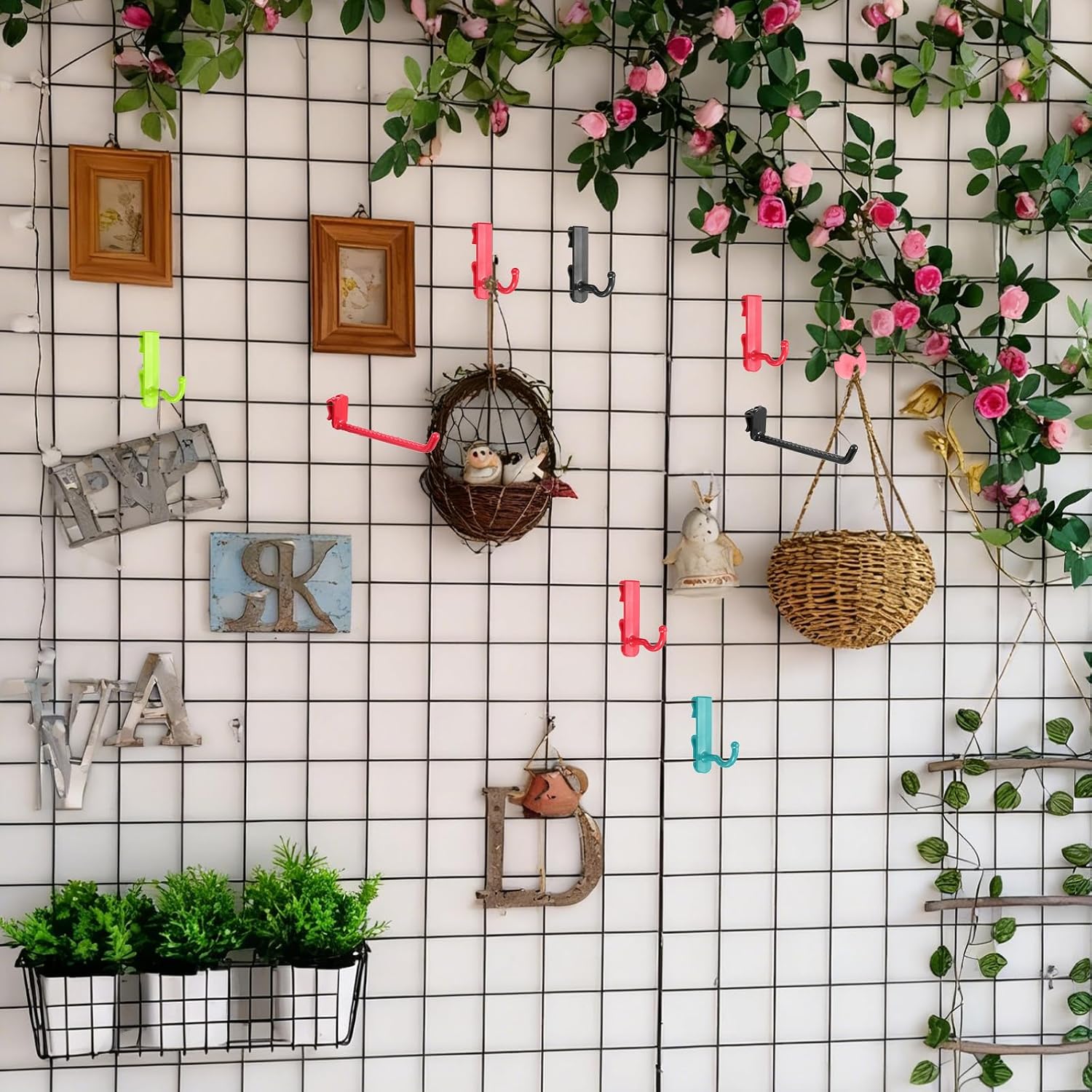  Sourcing Map Lot De 10 Crochets Muraux En Plastique Pour Panneau Mural De 12 Cm, Crochets D'étagère Pour Garage, Magasin, Entrepôt, Magasin, Maison, Orange