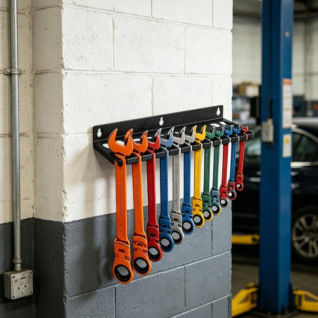  Générique Range-Clés | Stockage Mural À Outils 12 Emplacements - Organisateur Pour Clés Mixtes - Pour Tournevis Hexagonaux Cliquet Cutter Ciseaux Maison Garage Atelier Espace Travail Coin
