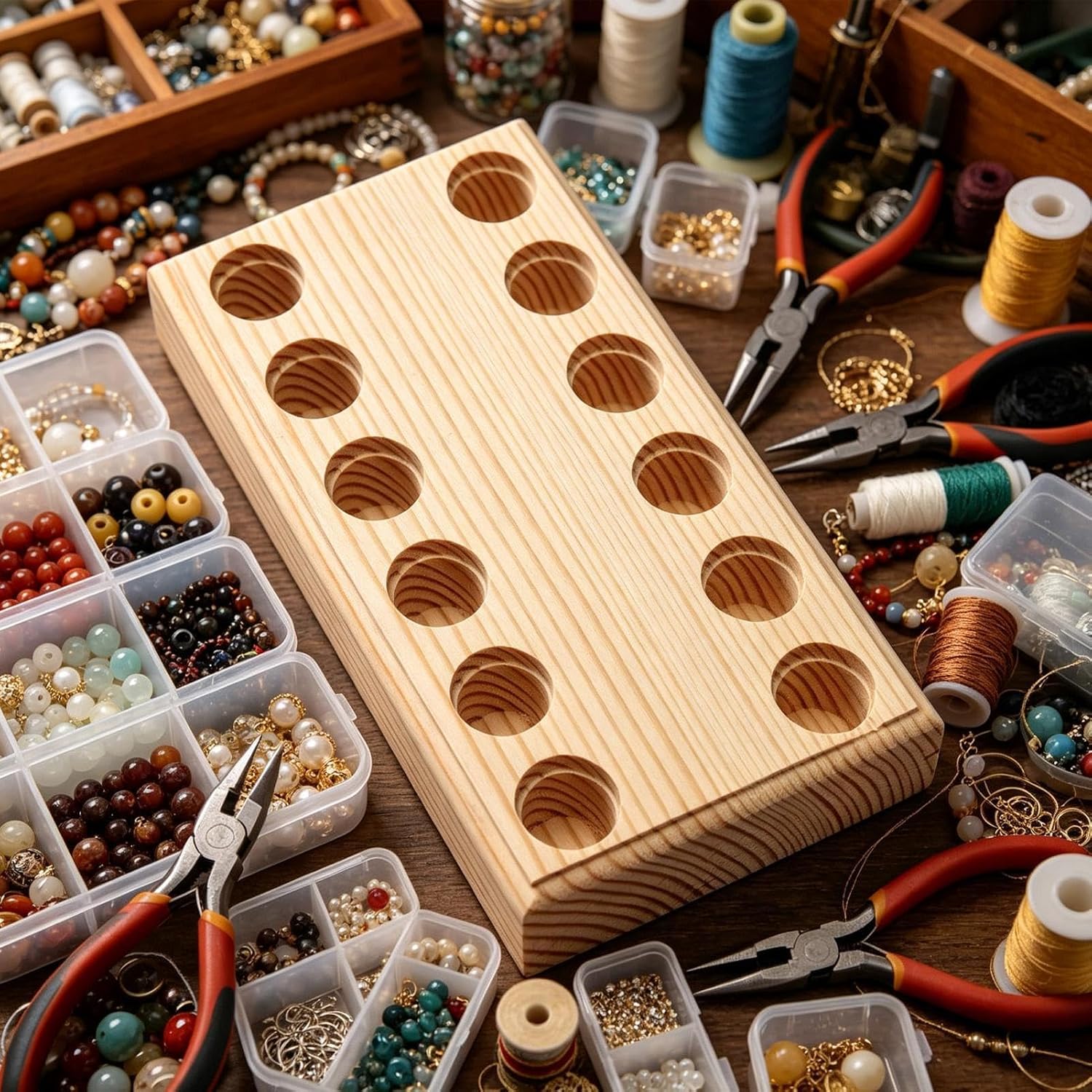 GENERIC Organisateur De Pinces, Base De Rangement Multi-fentes En Bois, Organisateur D'outils De Bijoux Pour Garage, Armoire, Service De Mécanicien, Travail De Construction, Atelier, Maison, Appartement