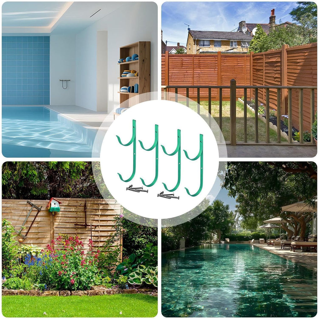  Générique Support Perche Piscine | Robuste En D'Aluminium - Crochet De Clôture Pour Tuyau De Piscine,Pour Mur, Rambarde, Épuisettes, Brosses, Outils, Accessoires, Perches Télescopiques, Tuyaux