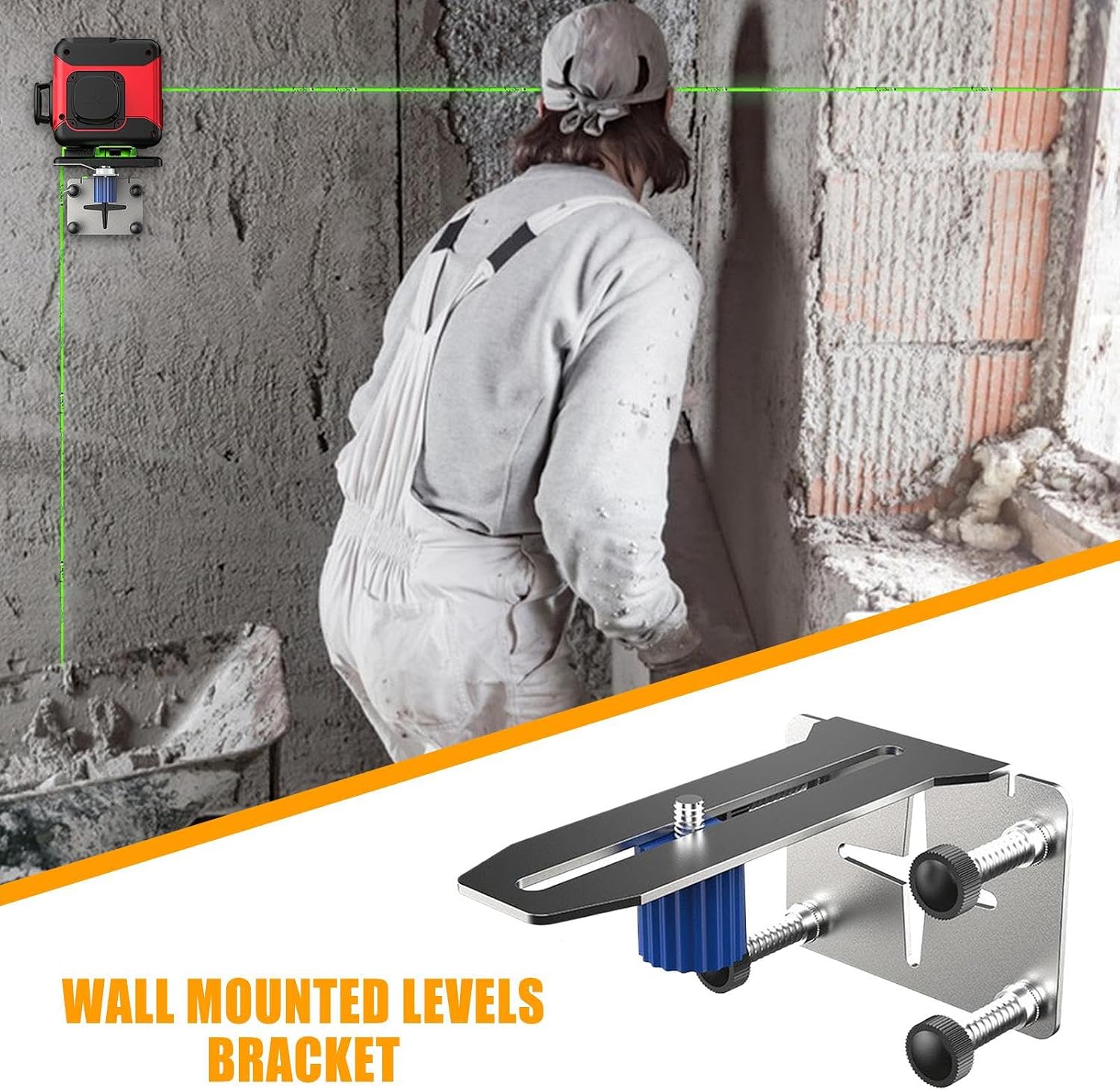 GENERIC Support Mural Pour Niveaux, Supports De Niveaux En Acier Inoxydable, Support De Réglage De Précision, Design De Montage Solide, Accessoire D'outils électriques Idéal Pour La Décoration Et La Mesure De
