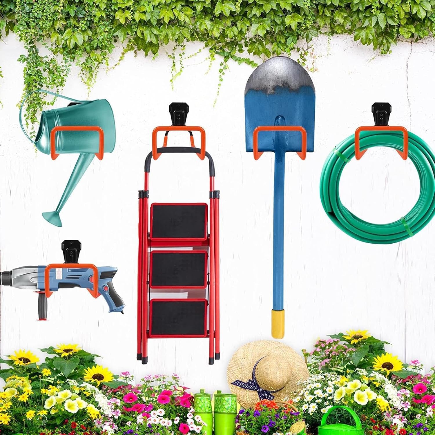 GENERIC Crochets De Rangement De Garage | Crochet De Tuyau D'arrosage Robuste | Pour échelle, Balai, Jardin, Abri De Jardin, Atelier, Sous-sol, Jardin