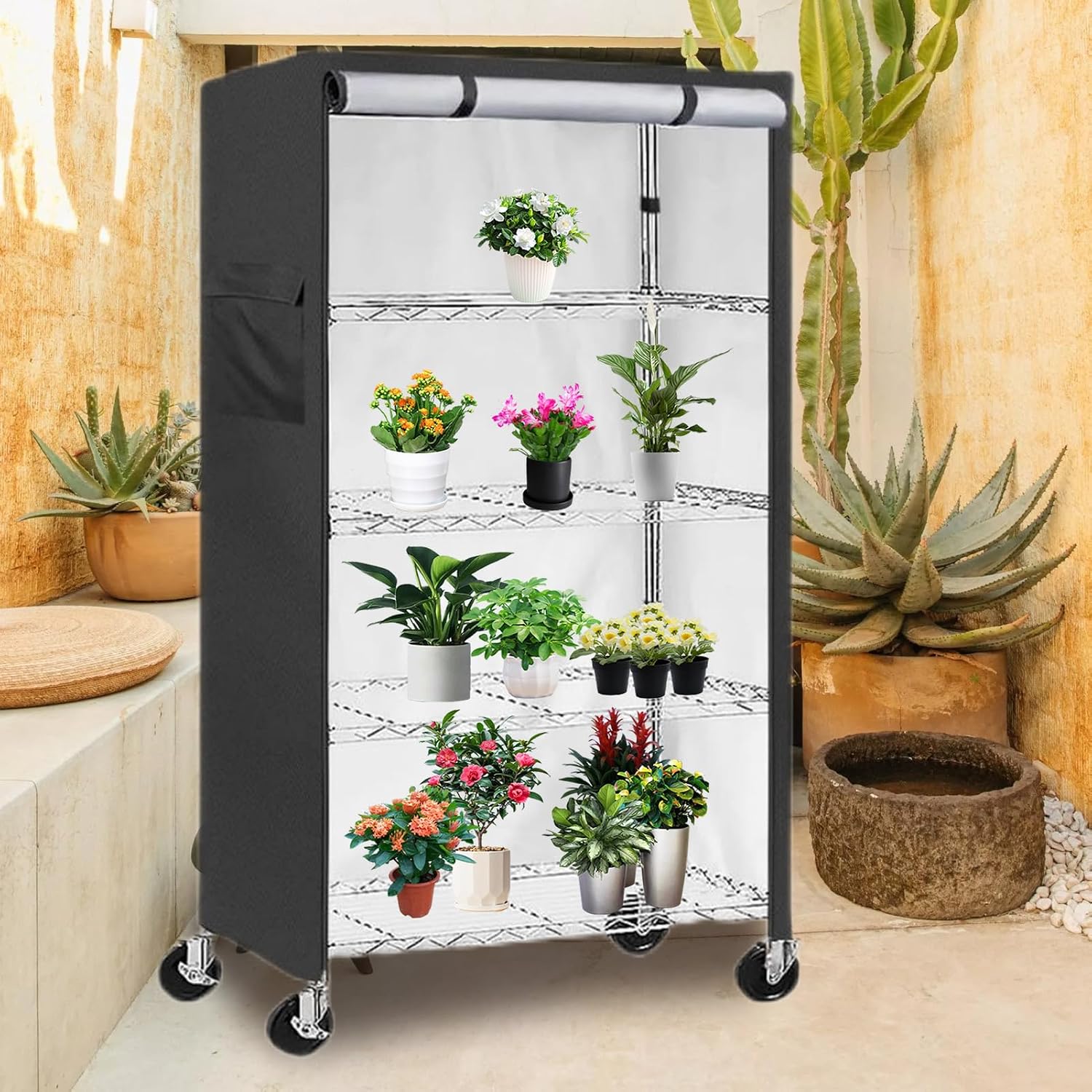  Generisch Housse De Rack En Fil Avec Fermeture éclair, Protection Pour étagère, 61,81 X 29,02 X 13,78 Pouces, Housses De Rangement De Protection Pour L'organisation De Base De Garage De Cuisine Et La