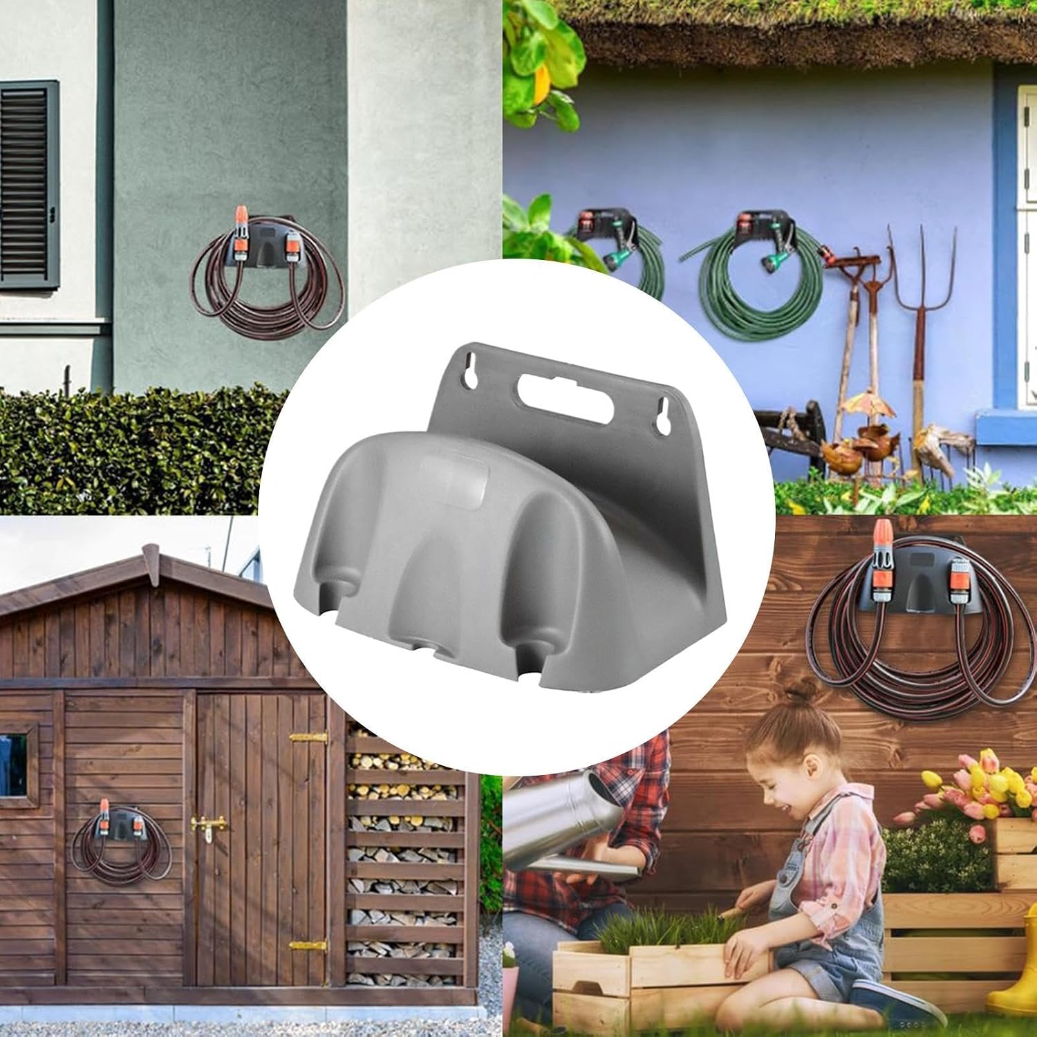GENERIC Support Mural Pour Tuyau D'eau Robuste | Support Mural Pour Tuyau D'eau | Pour Maison, Garage, Sous-sol, Buanderie, Extérieur, Cour, Terrasse