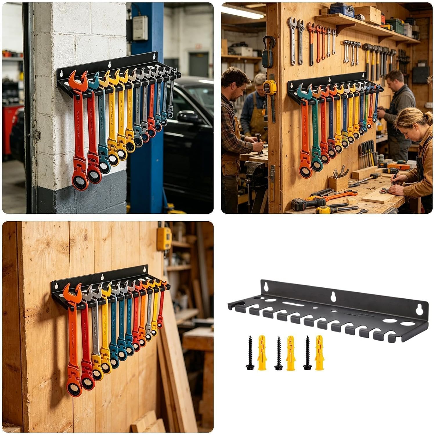  Générique Range-Clés | Stockage Mural À Outils 12 Emplacements - Organisateur Pour Clés Mixtes - Pour Tournevis Hexagonaux Cliquet Cutter Ciseaux Maison Garage Atelier Espace Travail Coin