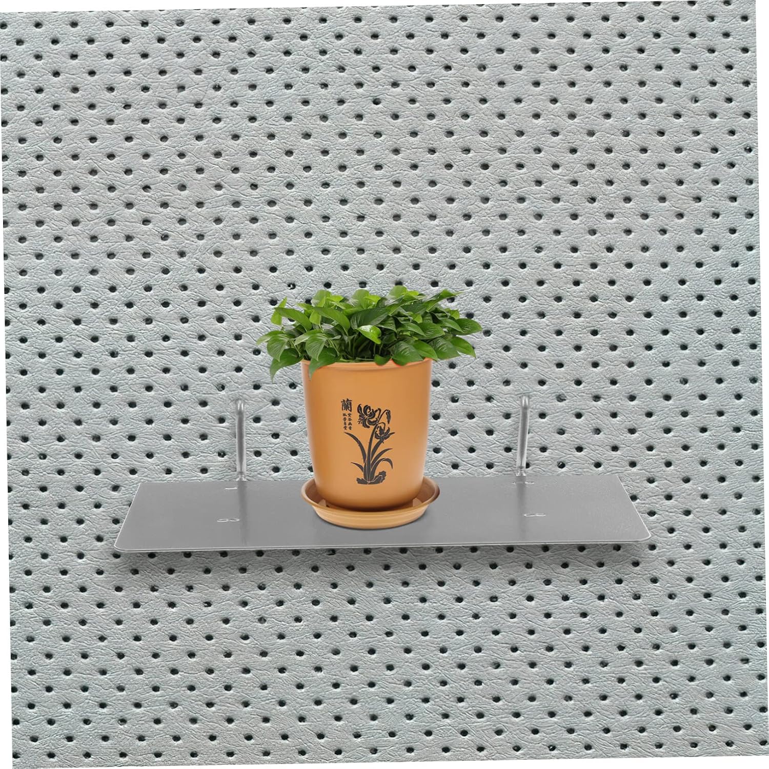  YARNOW Support D'étagère En Fer Argenté Pour Panneau Perforé 2pcs, Capacité Lourde, Pour Garage Et Organisation Murale