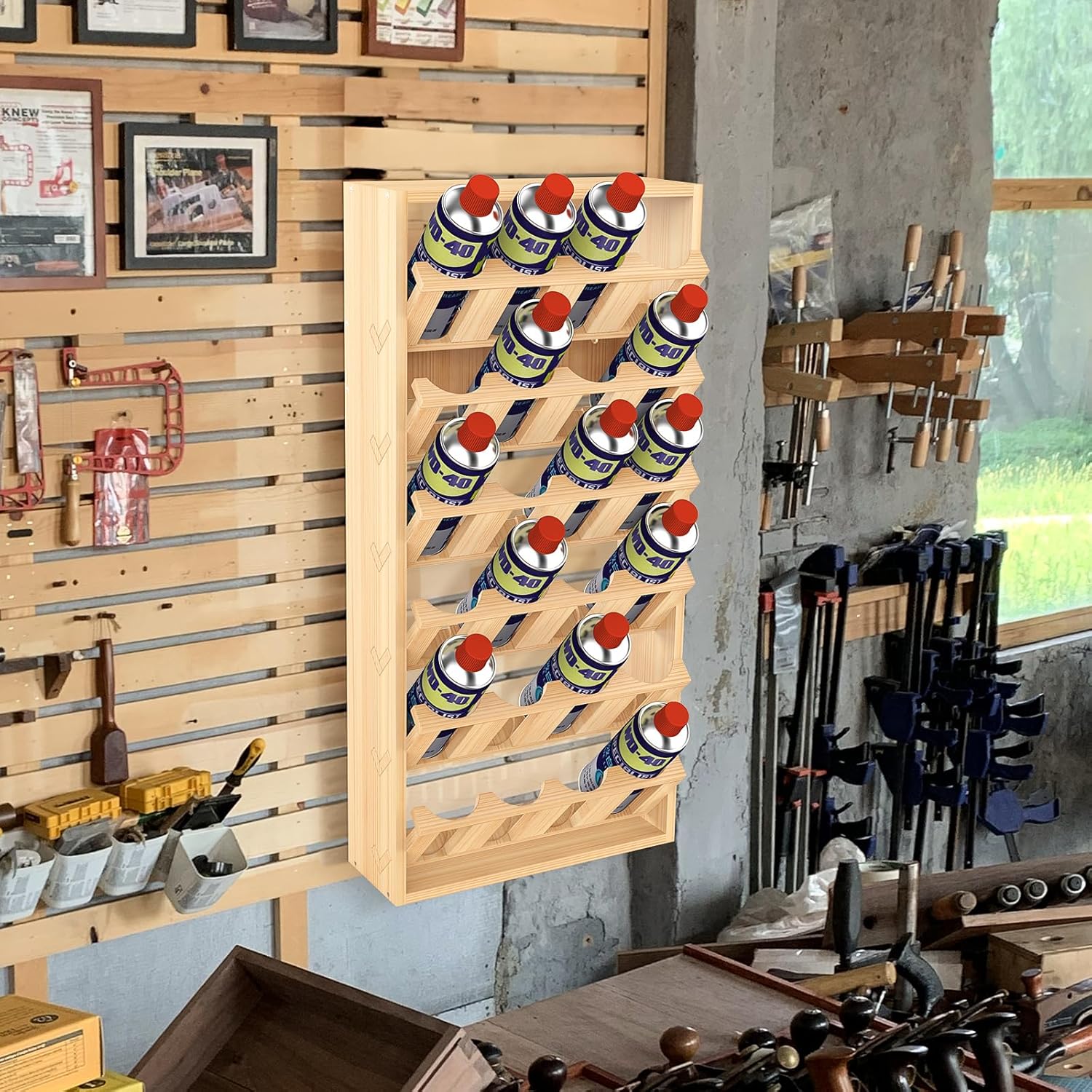  Support De Rangement Mural à 6 Niveaux Pour Peinture Ou Lubrifiant - 24 Canettes - 36,1 X 12,7 X 76,2 Cm (L X L X H)
