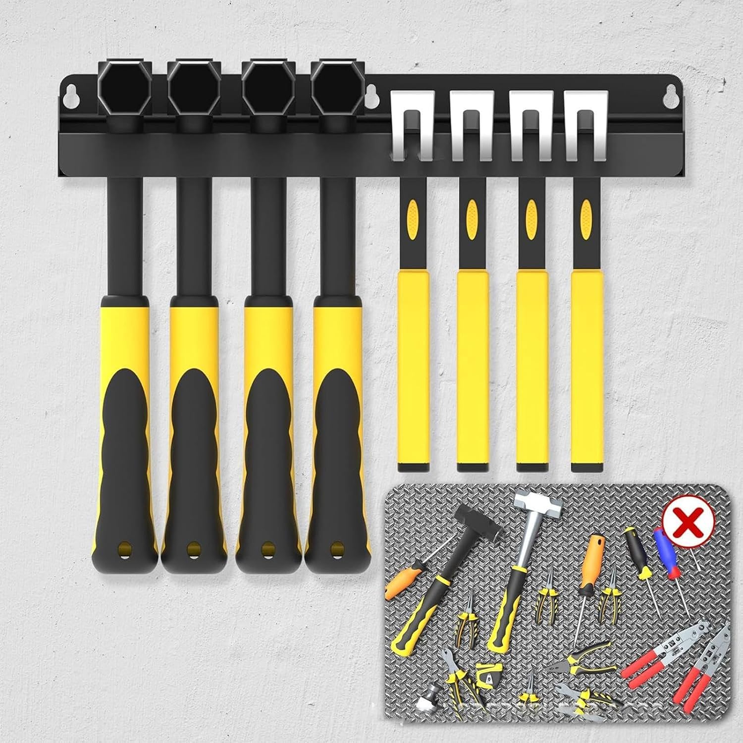 GENERIC Support De Rangement Pour Outils, Support Mural Pour Marteau - Rangement D'outils Peu Encombrant - Organisateur D'outils D'atelier - Meilleur Support Mural Pour Petits Ateliers - 14,6 X 12,5 X 7 Cm