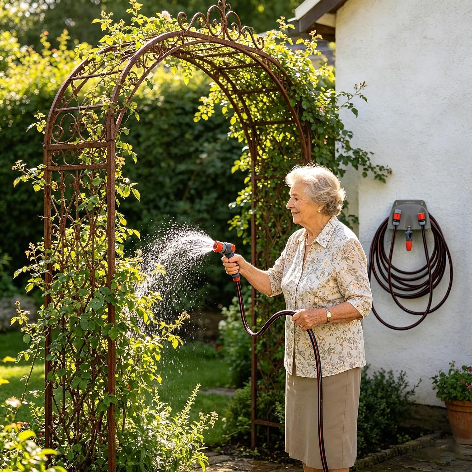 GENERIC Support Mural Pour Tuyau D'arrosage | Support De Rangement Robuste Pour Tuyau D'eau – Pour Terrasse, Jardin, Buanderie, Sous-sol, Garage, Maison