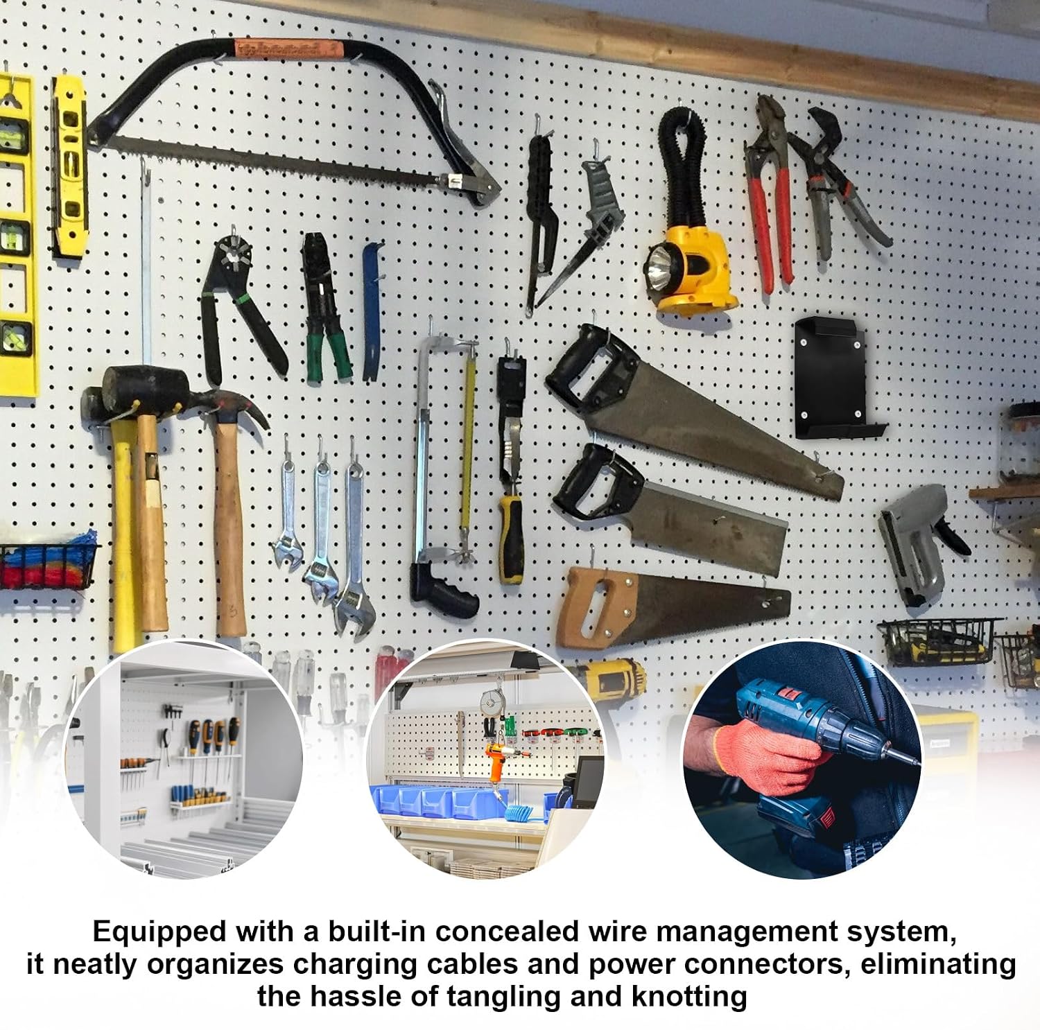  Wall Mount Drill Holder - 7.87 In Power Tool Organizer Rack For Garage Storage, Compact Design With Easy Installation Function, Workshop Shelf For Home Electrician Yard Work, Black Steel, Practical