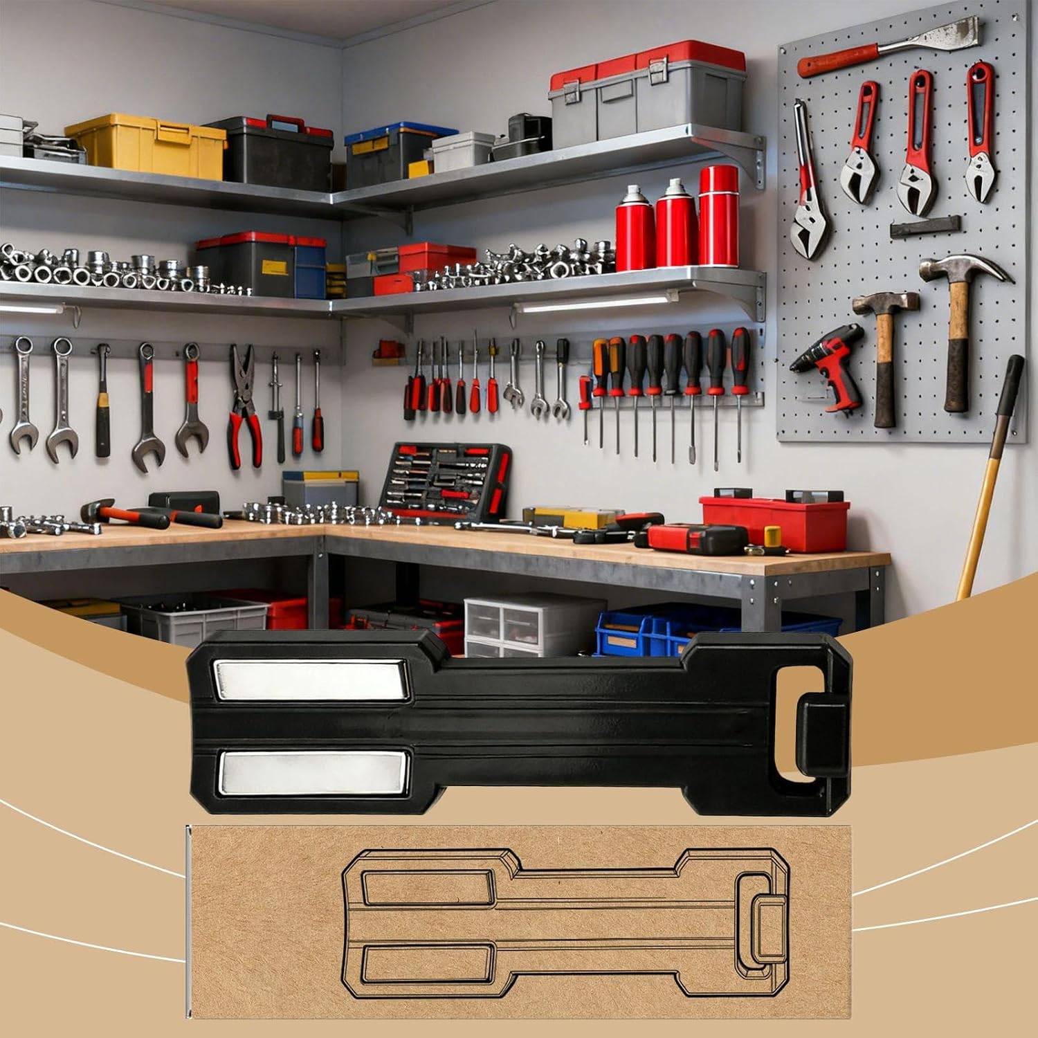 GENERIC Support De Rangement Magnétique Pour Bouteilles, Support Mural, Base Antidérapante Puissante, Fonction D'économie D'espace, Accessoires D'outils, Garage, Atelier, Rouge, 190 Caractères Au Choix
