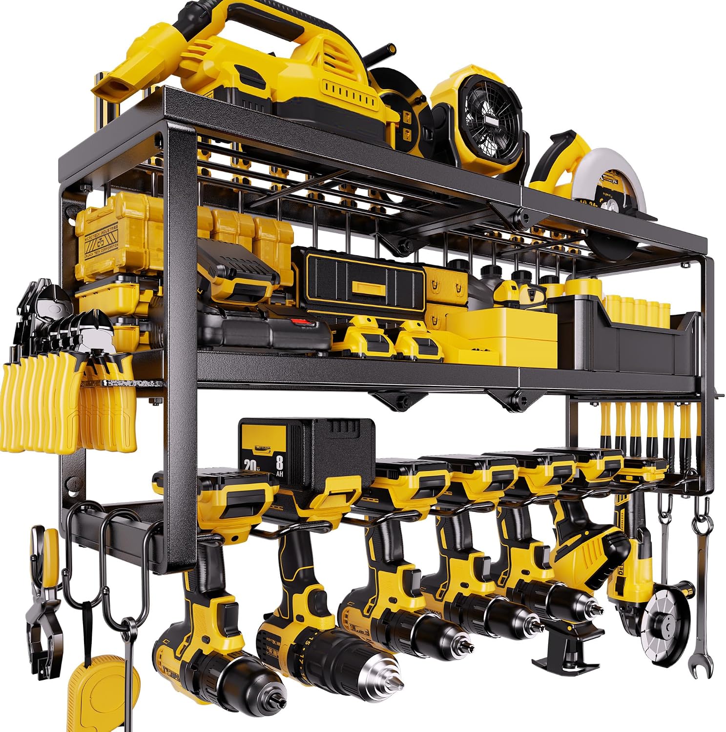  Organiseur D'outils électriques, 7 Supports De Perceuse Pour Organisateur D'outils, Rangement Et Organisation Pour Garage, étagère à Outils En Métal Robuste Pour Outils électriques Sans Fil,
