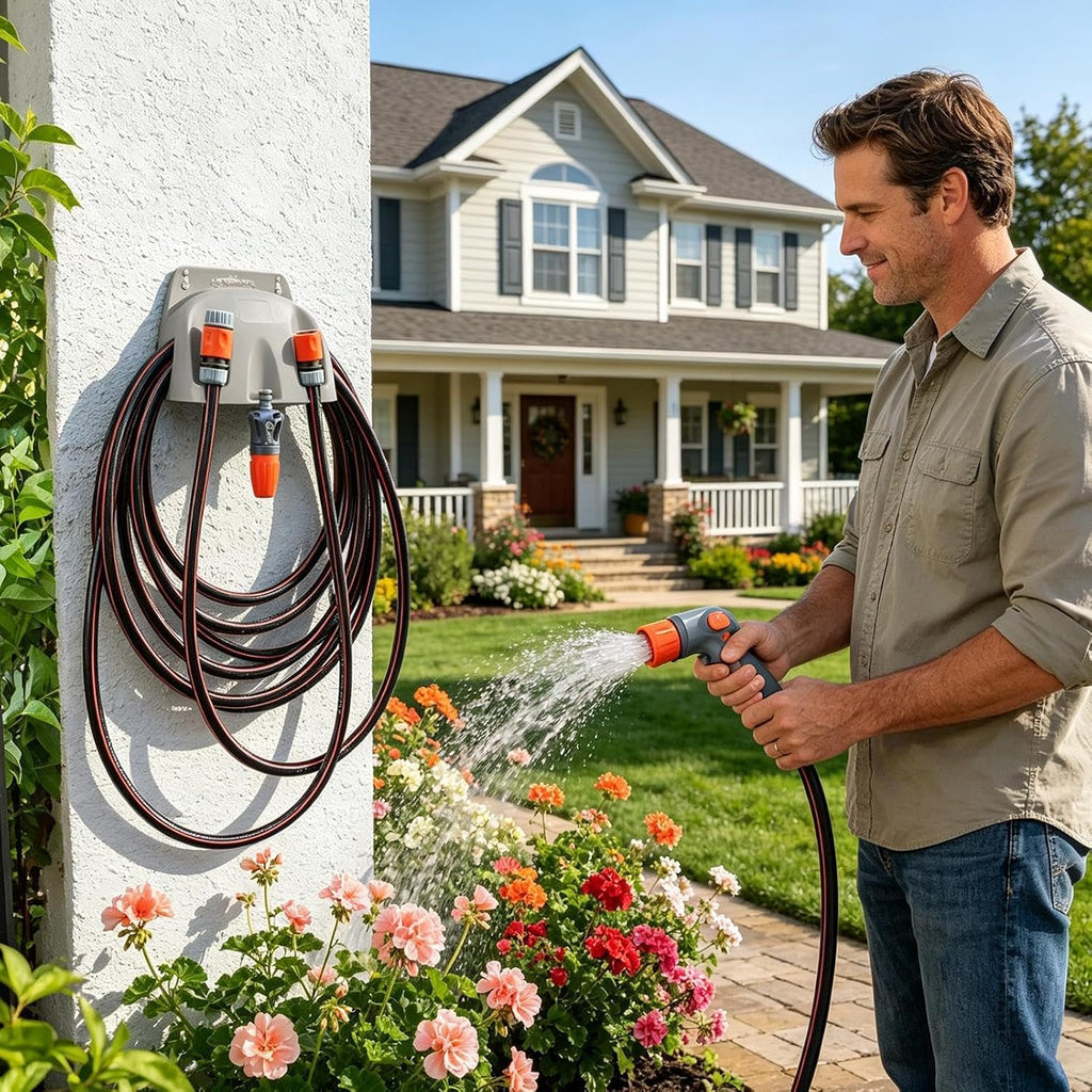  Genérico Support Mural Pour Tuyau De Jardin, Panier De Rangement Pour Tuyau D'eau Résistant | Support Mural Pour Tuyau D'arrosage | Pour Maison, Garage, Sous-sol, Buanderie, Extérieur, Patio