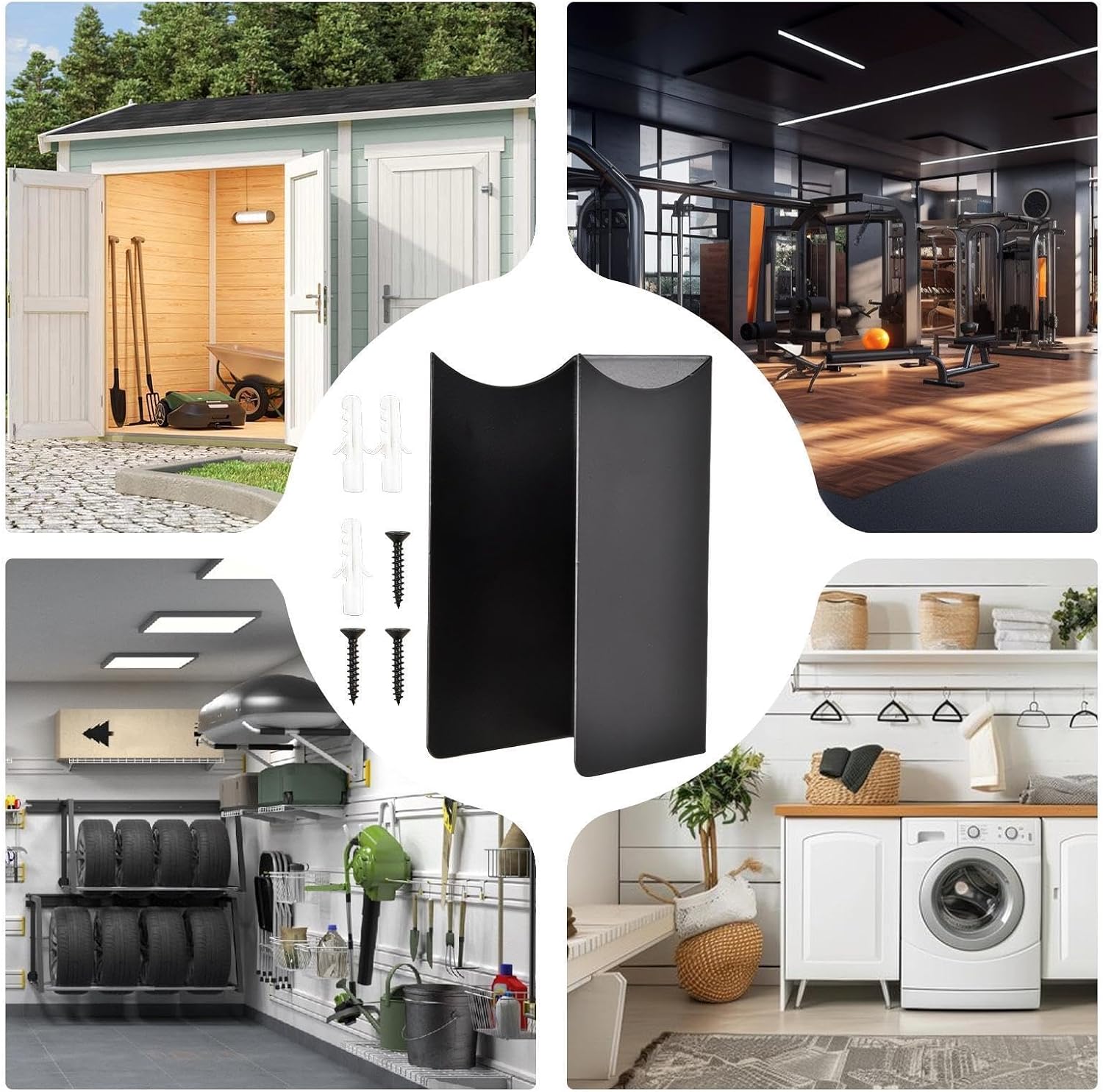Genérico Support Mural De Balai Avec Montage étagère à Outils De Jardin Organisateur En Acier Pour Cuisine, Buanderie, Appartement, Sous-sol, Espace Extérieur, Jardin, Cour, Maison, Rack Durable