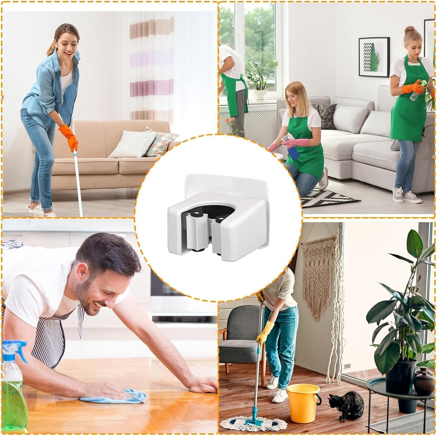 GENERIC Support Mural Pour Balai | 2 Pièces Adhésives – Support Mural Très Résistant Pour Pelle à Poussière, Aspirateur, Gadgets Pour Maison, Bureau, Dortoir, Camping-car, Cuisine, Salle De Bain